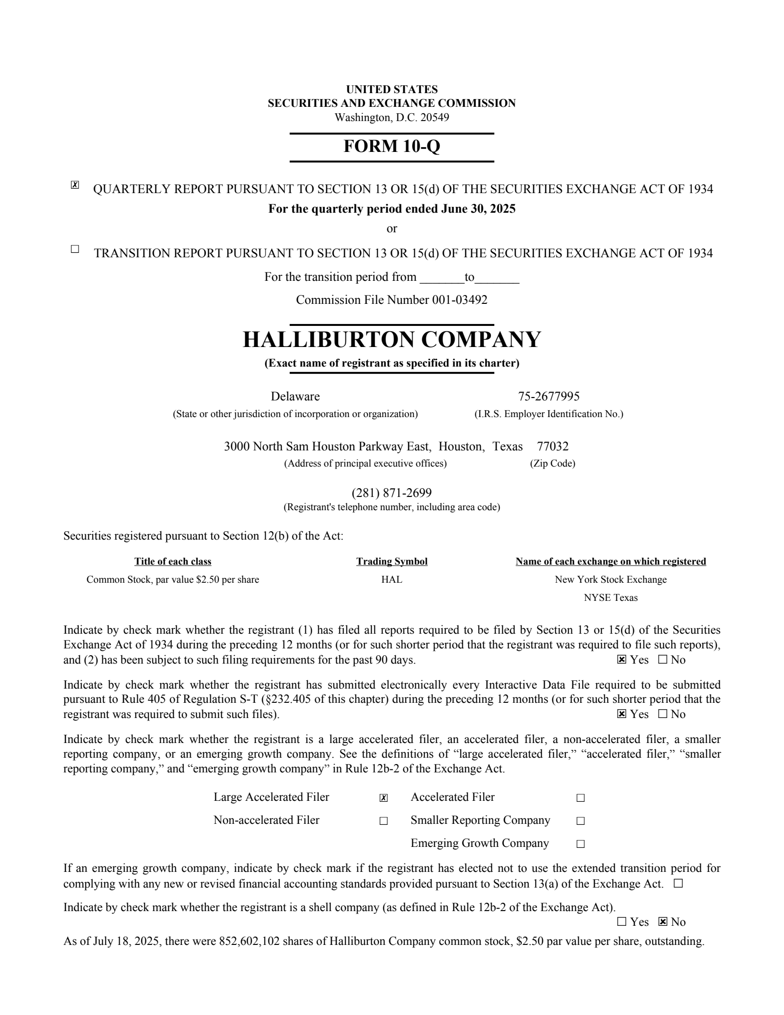 Halliburton's Q2 2025 Quarterly Report
