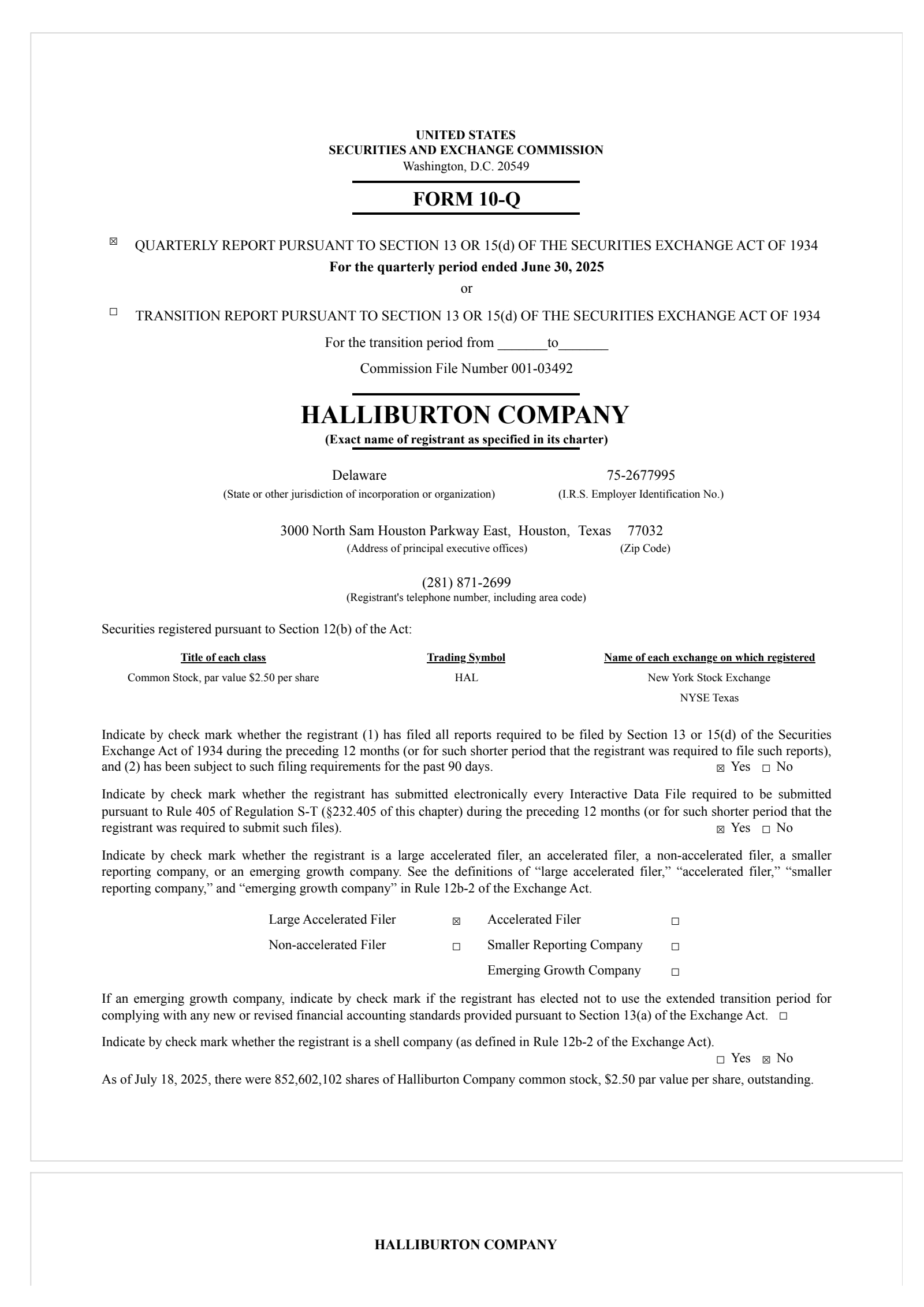 Halliburton's Q2 2025 Quarterly report
