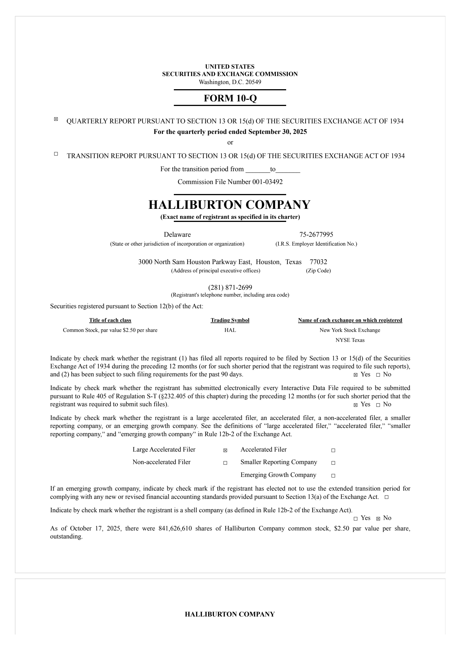 Halliburton's Q3 2025 Quarterly Report