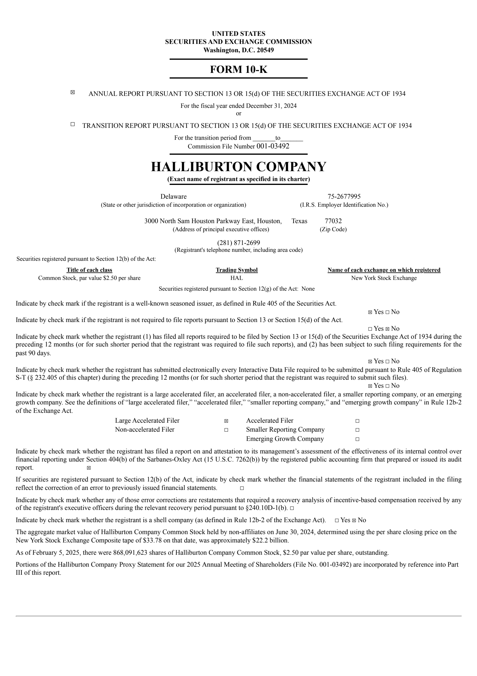 Halliburton's Q4 2024 Annual report