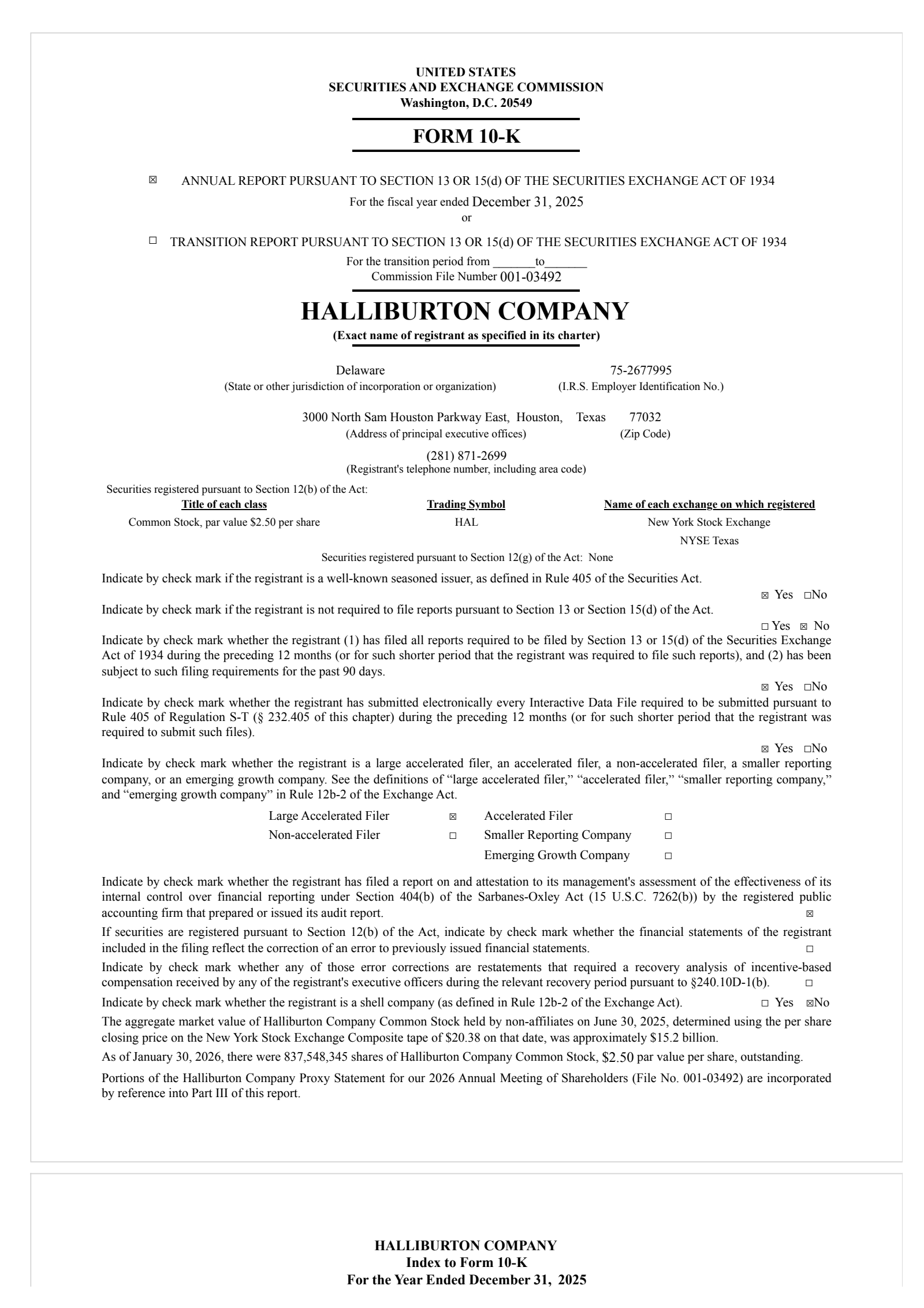 Halliburton's Q4 2025 Annual report