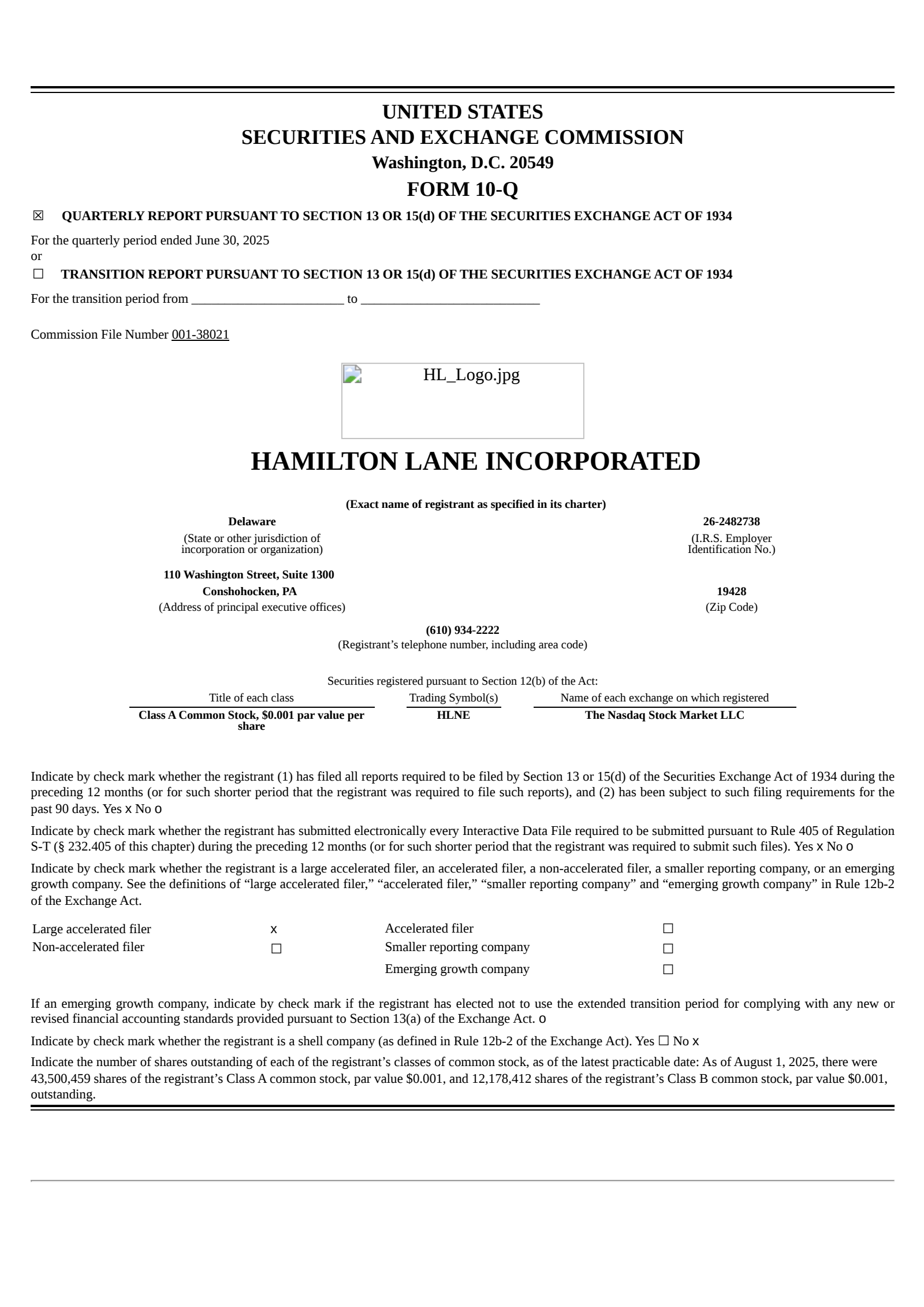 Hamilton Lane's Q1 2026 Quarterly report