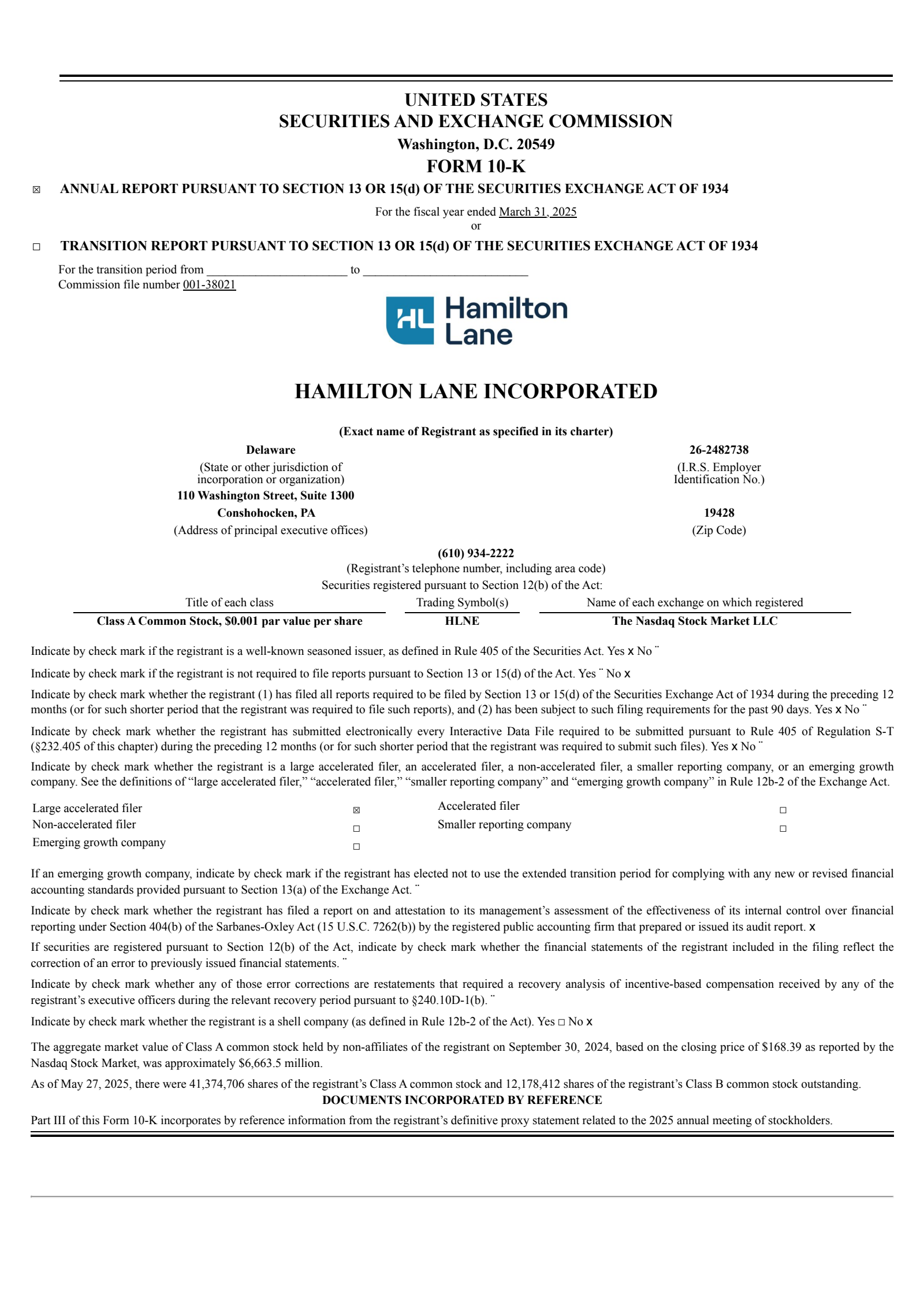 Hamilton Lane's Q4 2025 Annual report
