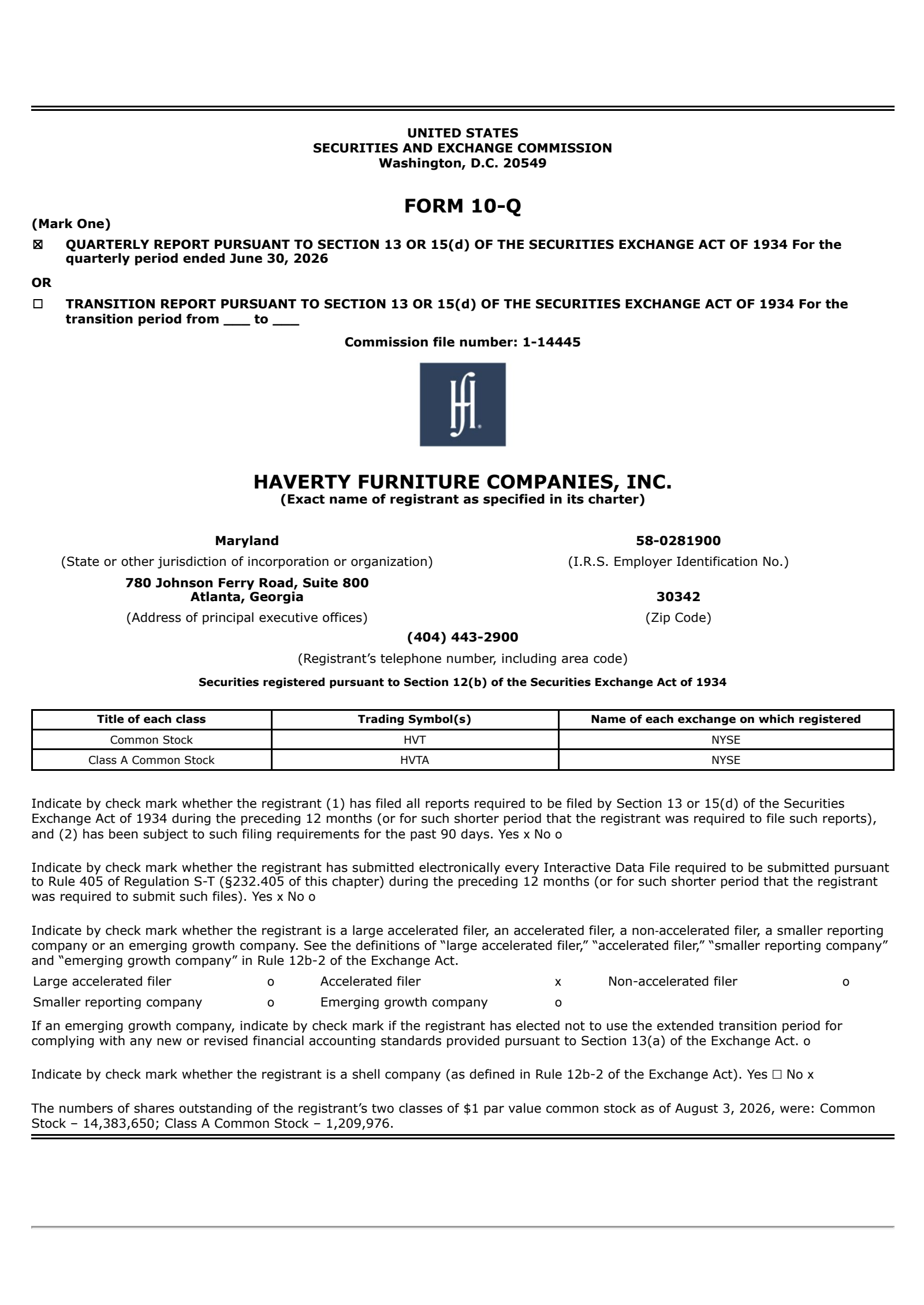 Haverty Furniture Companies' Q2 2026 Quarterly report