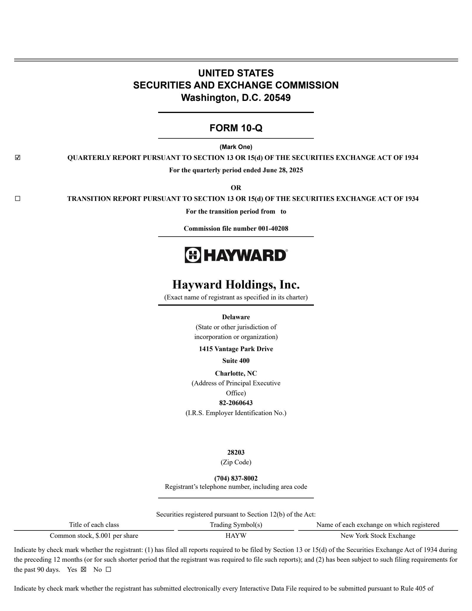 Hayward's Q2 2025 Quarterly Report