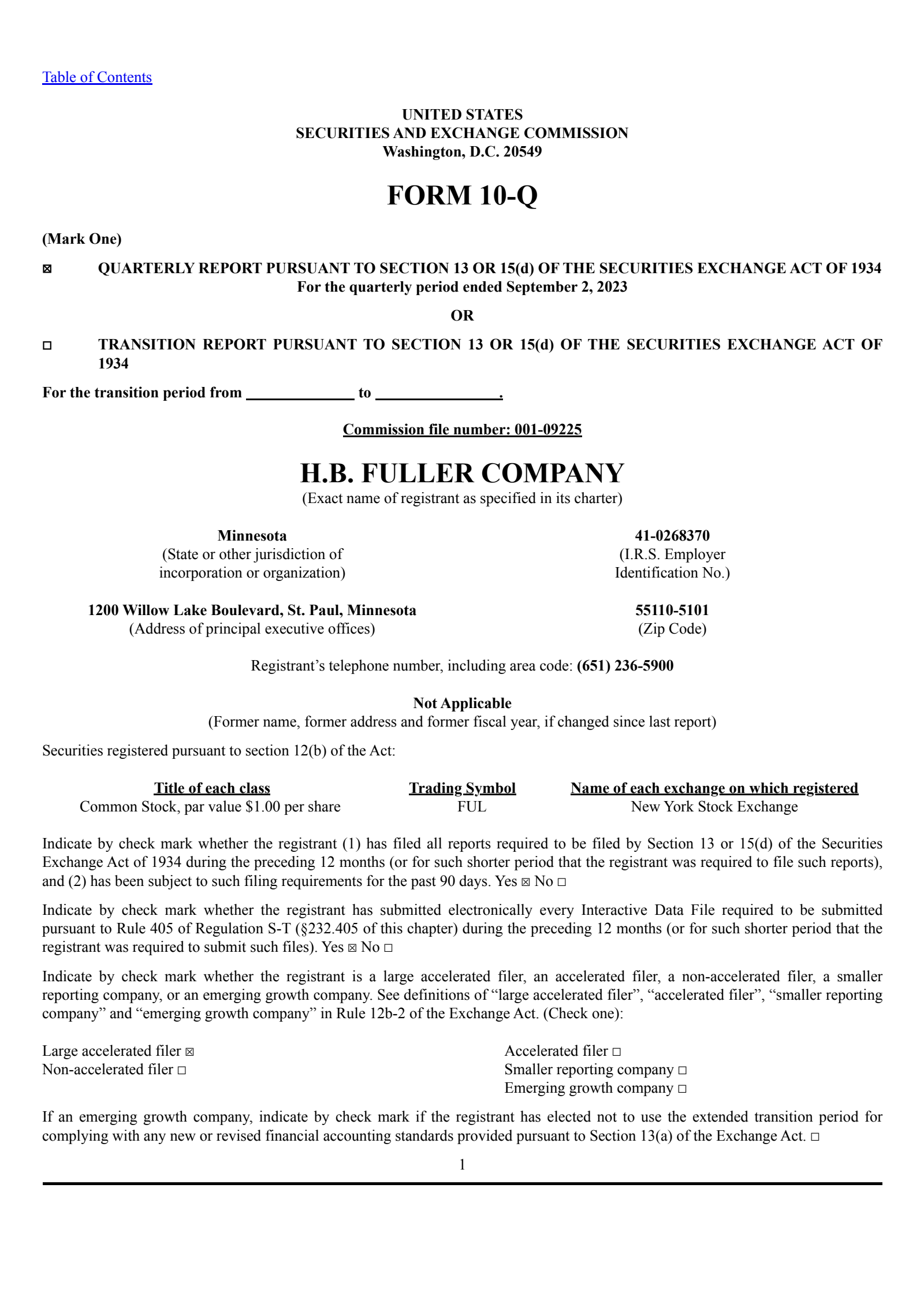 H.B. Fuller's Q3 2023 Quarterly report