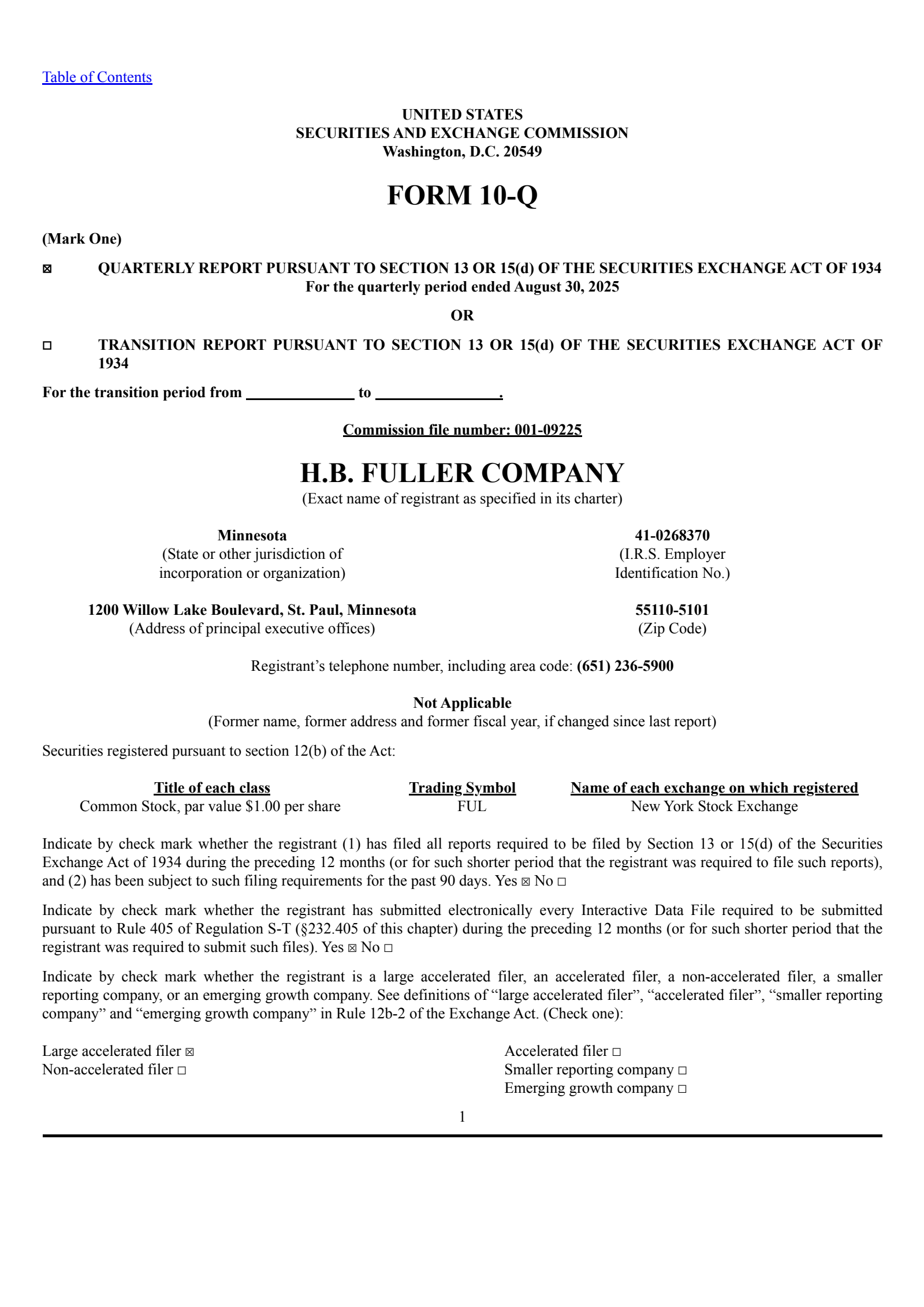 H. B. Fuller's Q3 2025 Quarterly Report