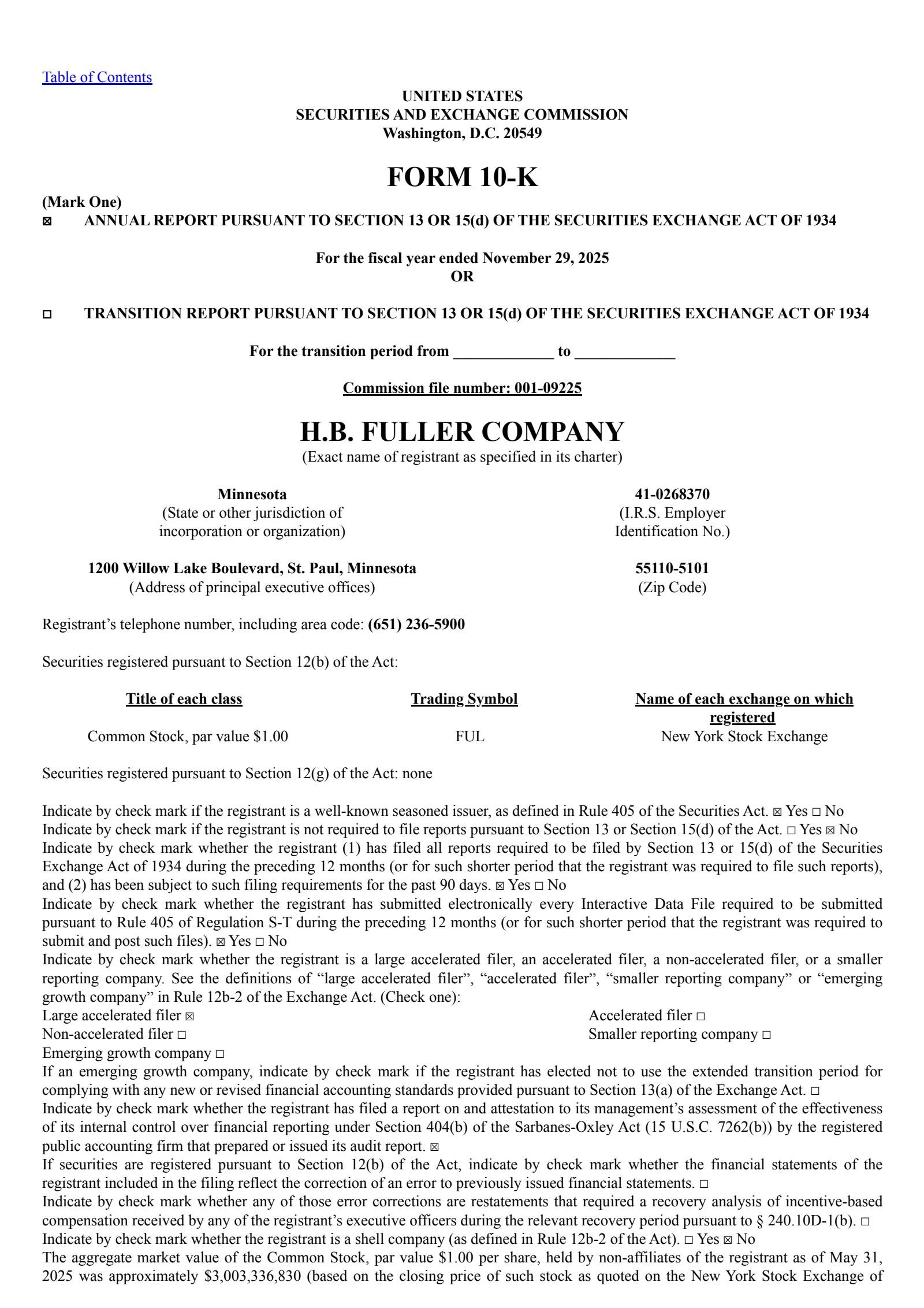 H. B. Fuller's Q4 2025 Annual report