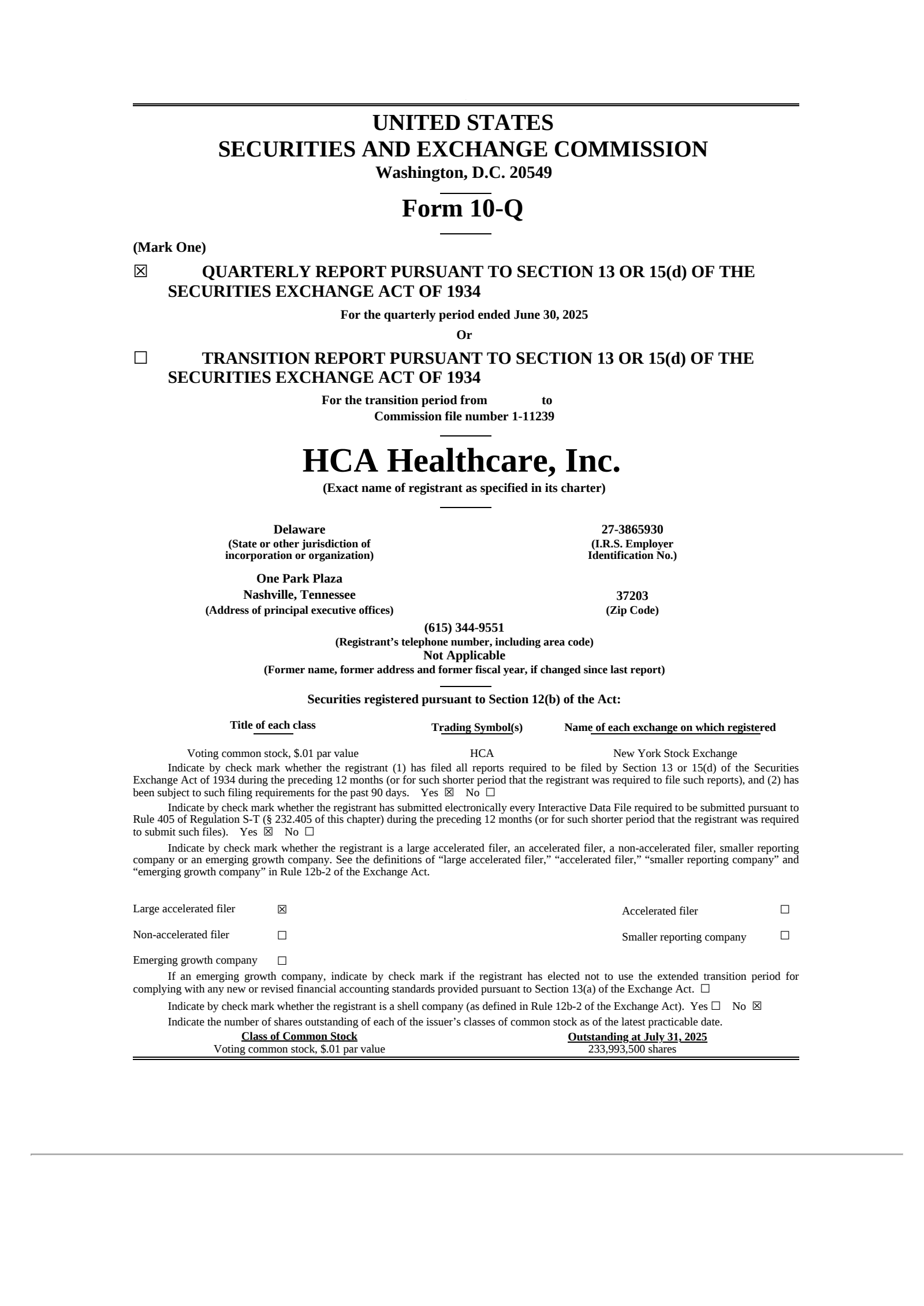 HCA Healthcare's Q2 2025 Quarterly report