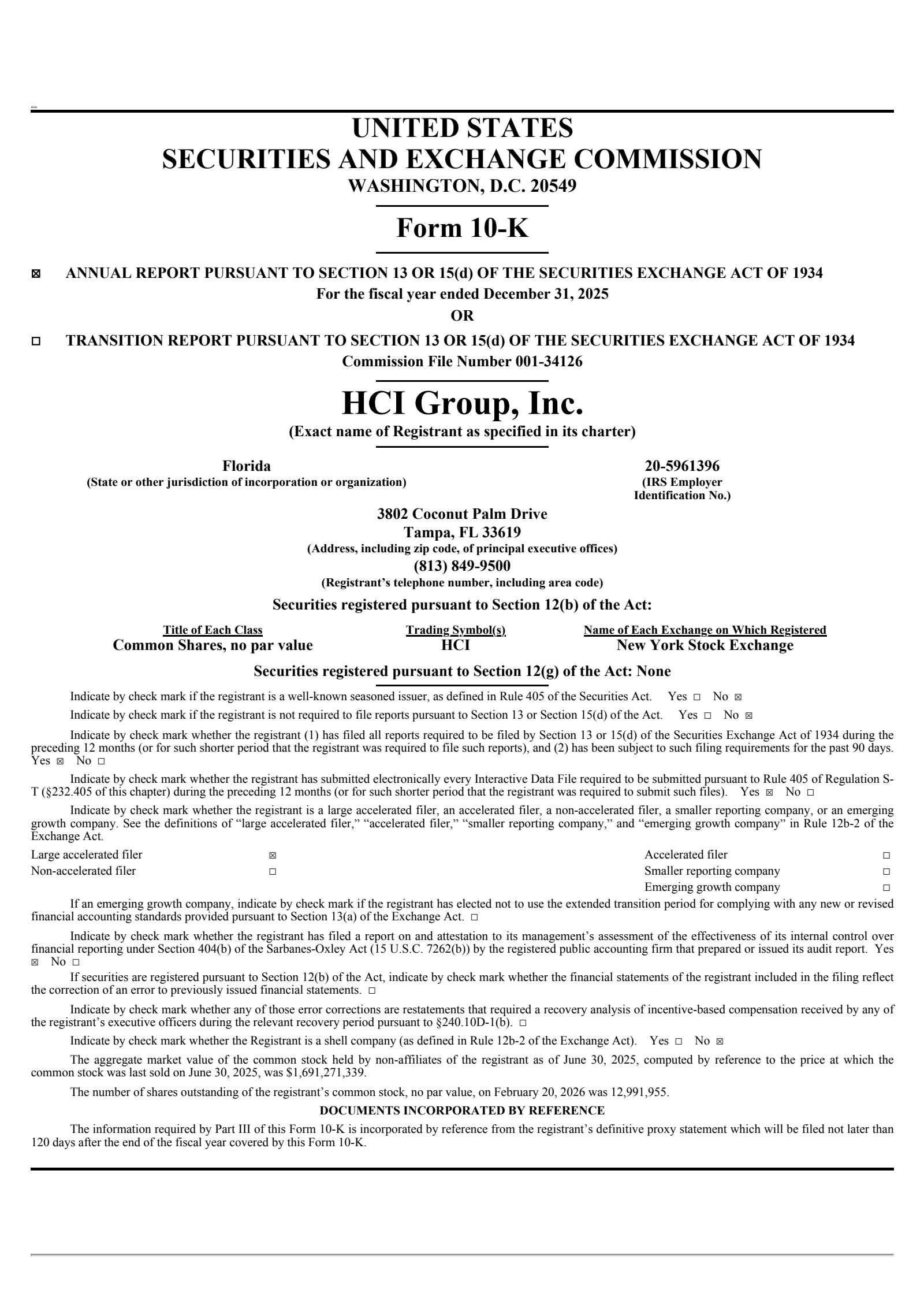HCI Group's Q4 2025 Annual report