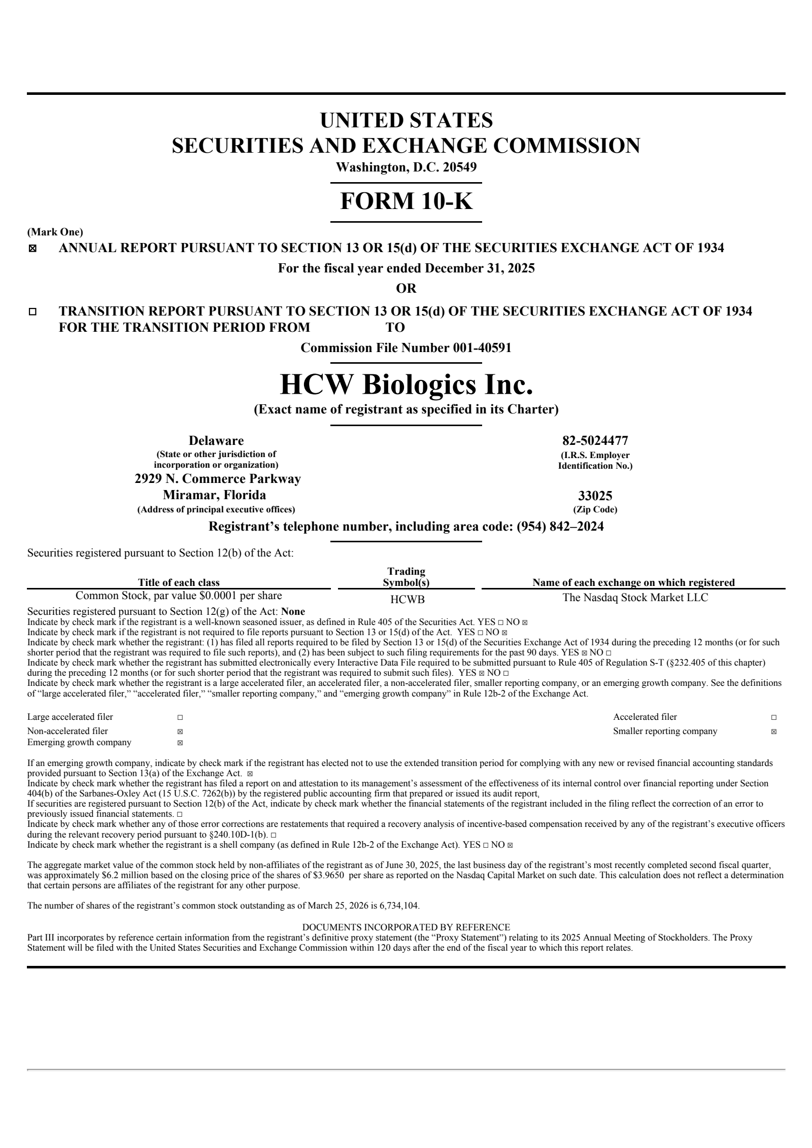 HCW Biologics' Q4 2025 Annual report