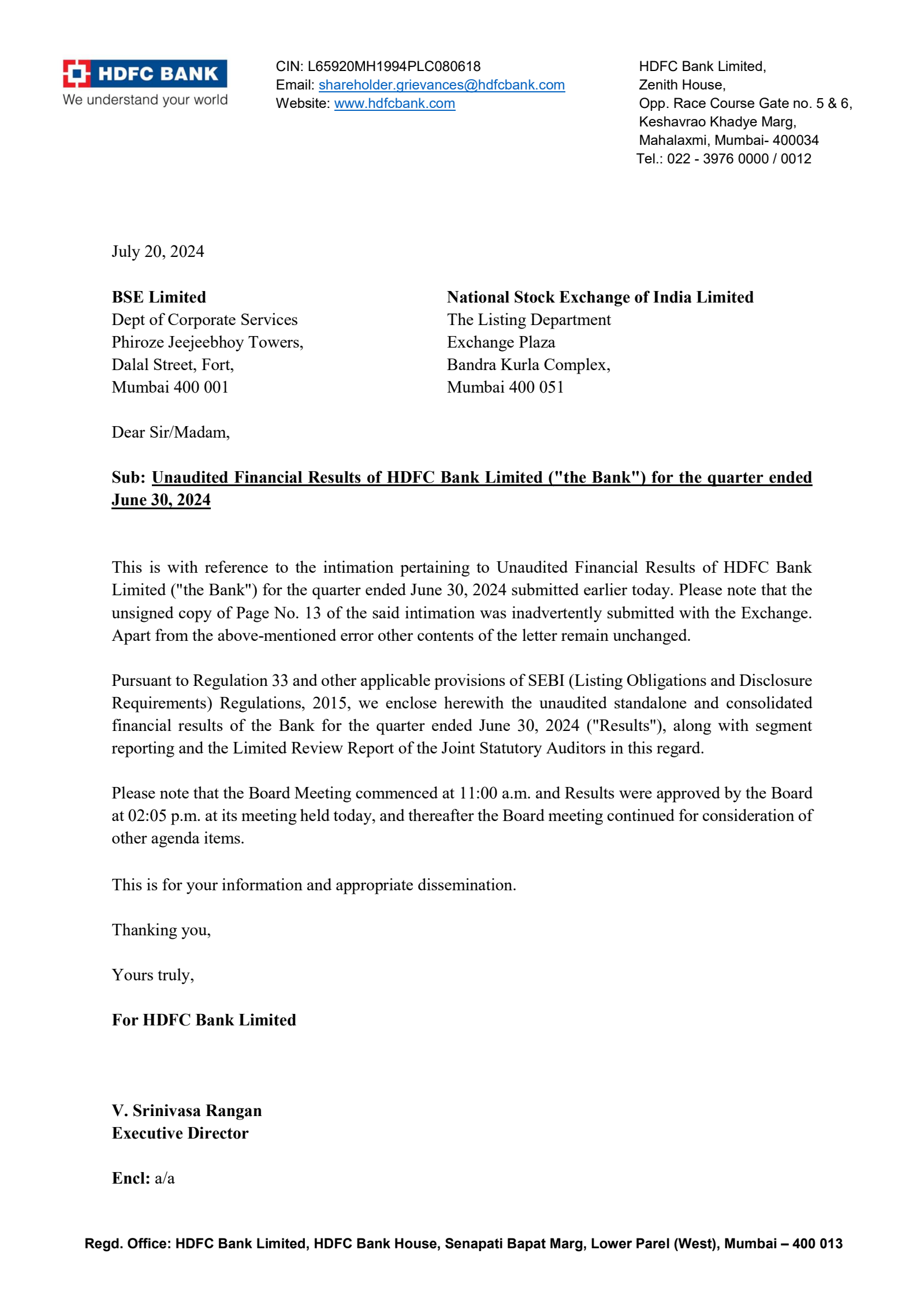 HDFC Bank's Q1 24/25 Interim Report