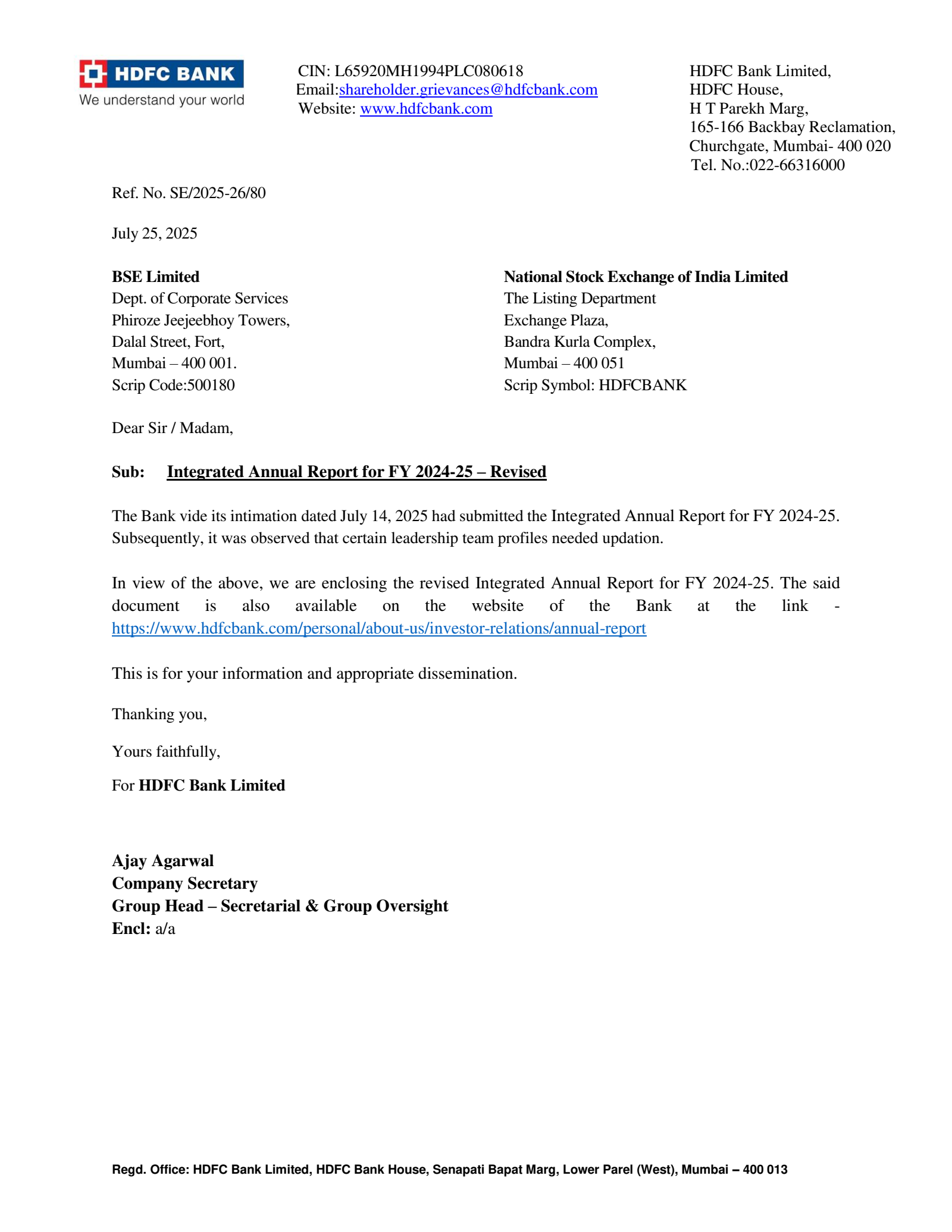 HDFC Bank's Q4 24/25 Annual report
