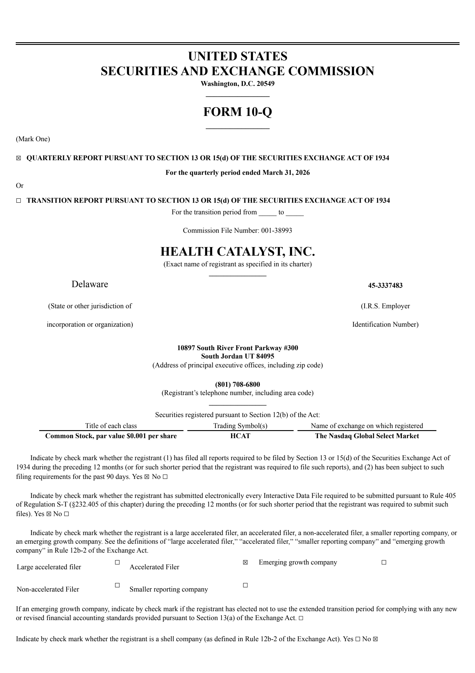 Health Catalyst's Q1 2026 Quarterly report