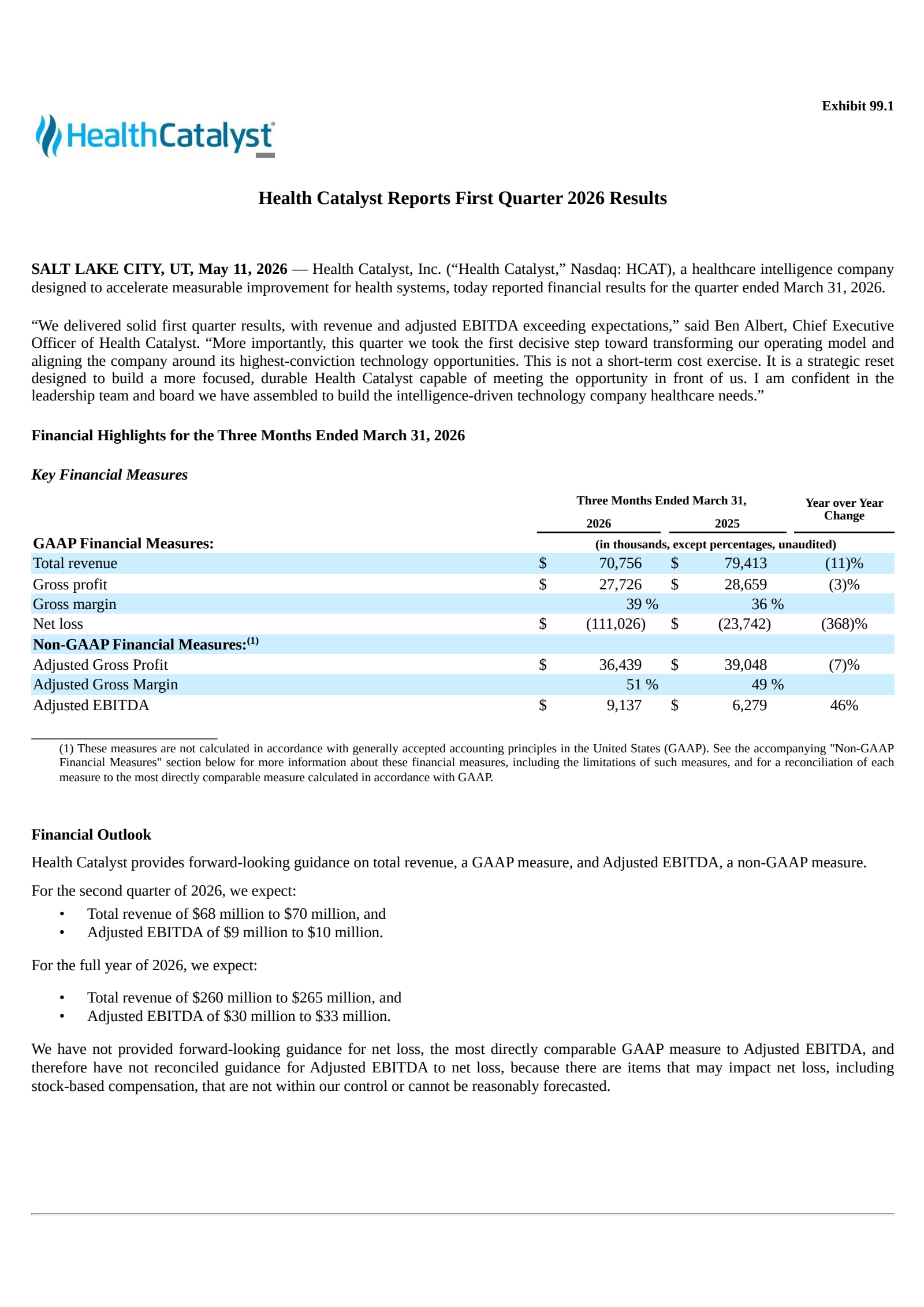 Health Catalyst's Q1 2026 Press Release