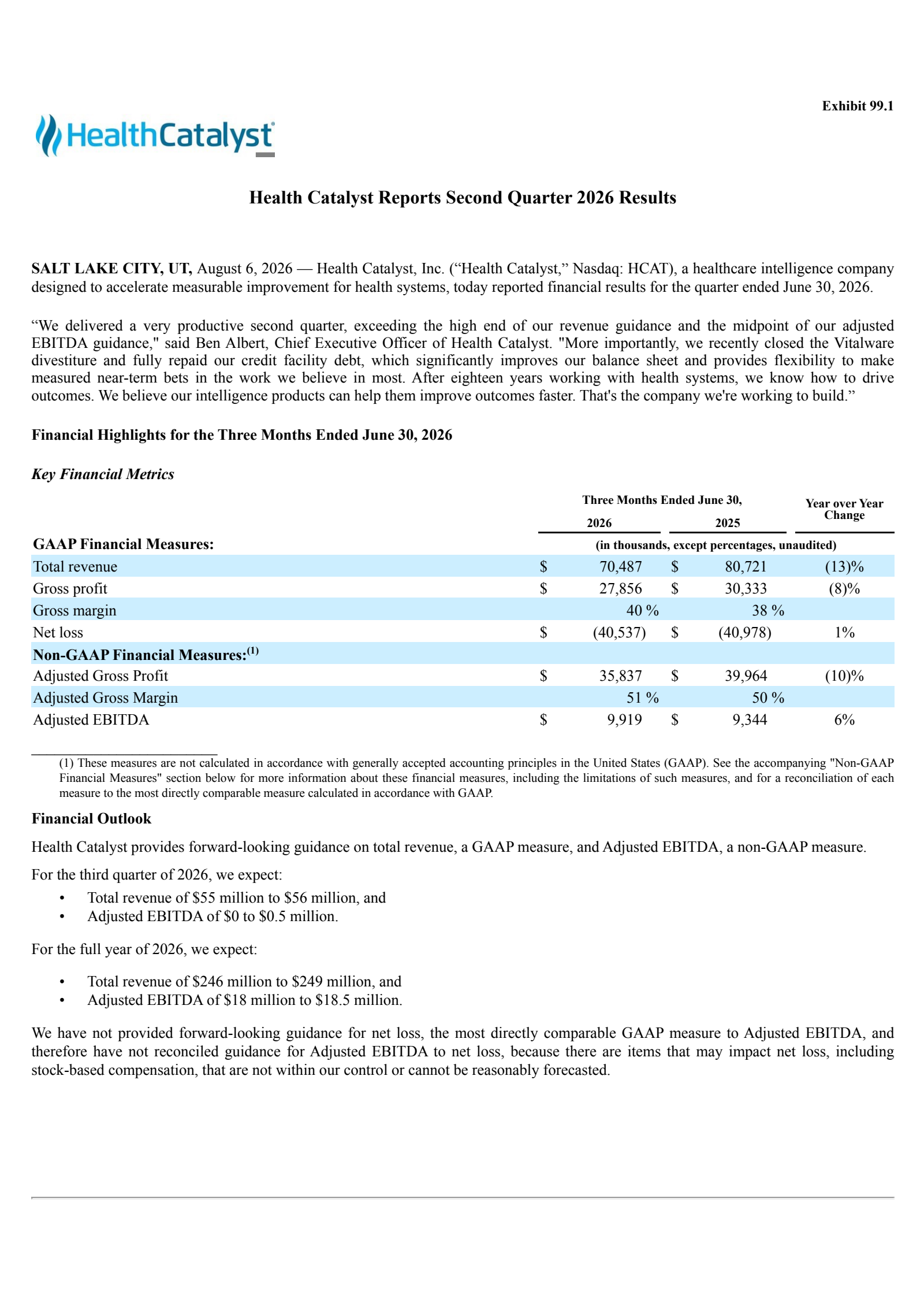 Health Catalyst's Q2 2026 Press Release