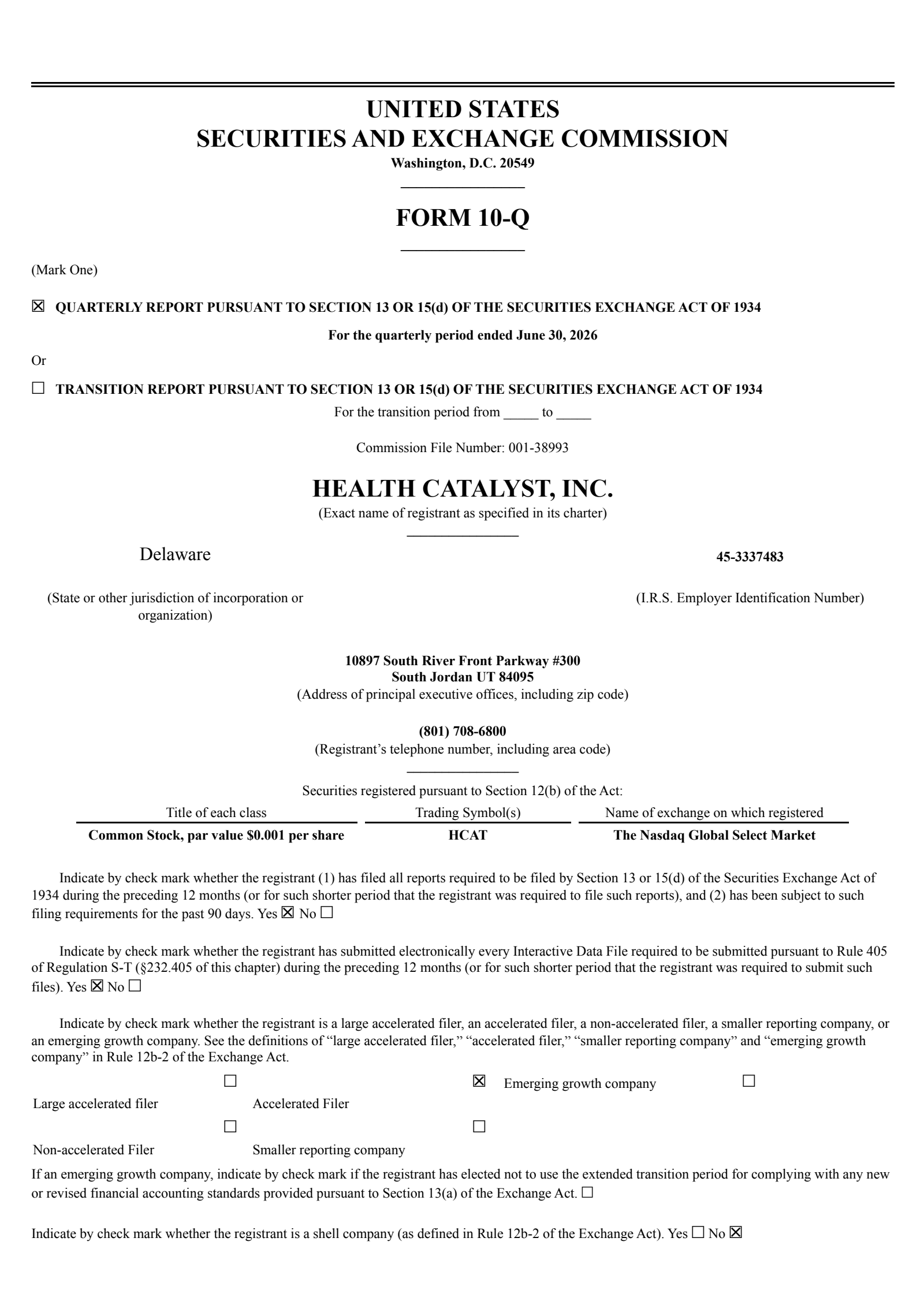 Health Catalyst's Q2 2026 Quarterly report