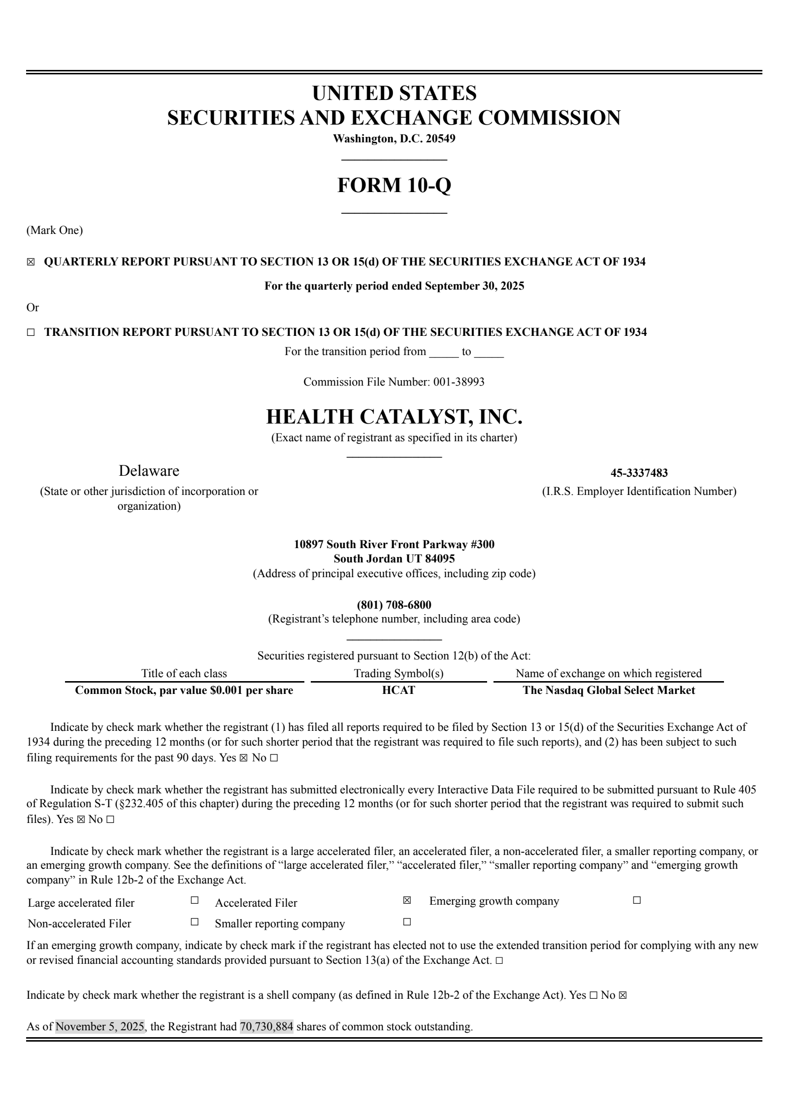 Health Catalyst's Q3 2025 Quarterly Report