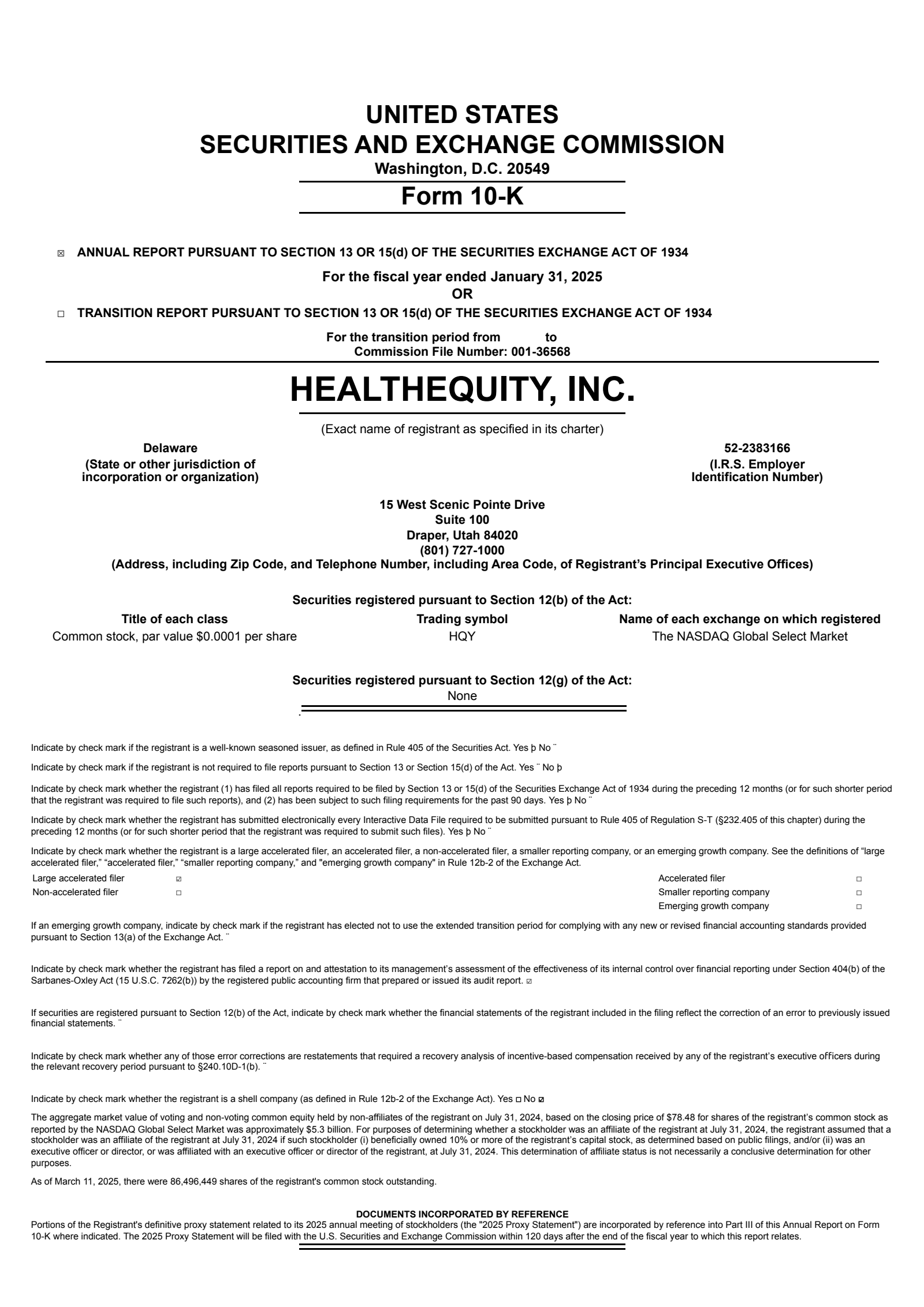 HealthEquity's Q4 2025 Annual report