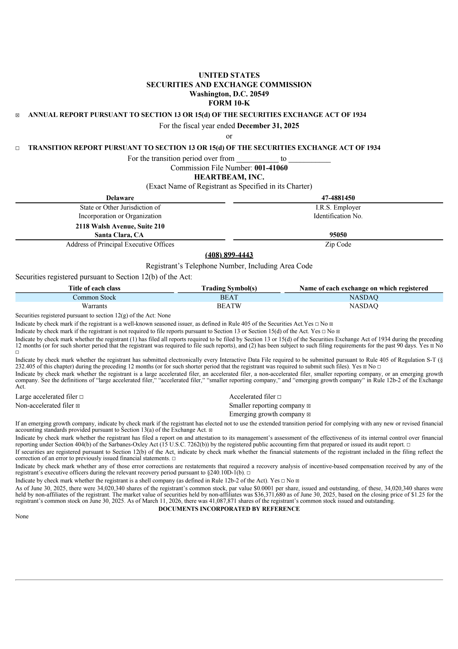 HeartBeam's Q4 2025 Annual report