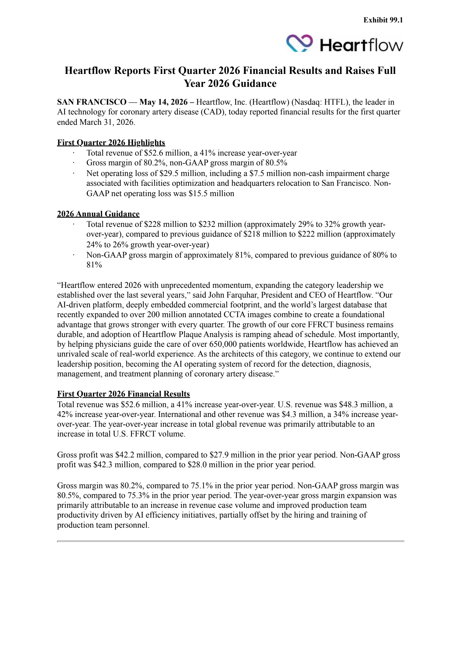 Heartflow's Q1 2026 Press Release