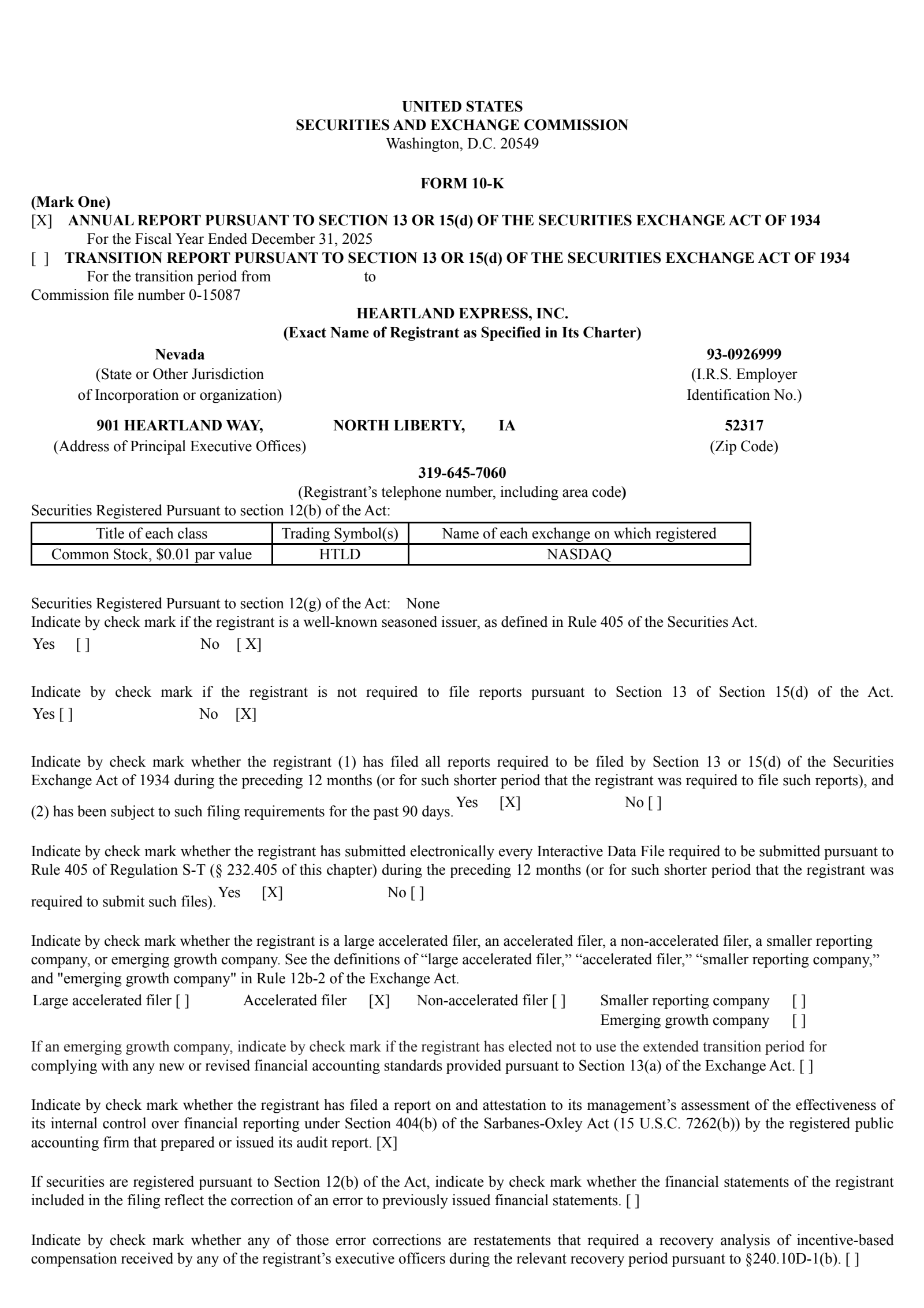 Heartland Express' Q4 2025 Annual report