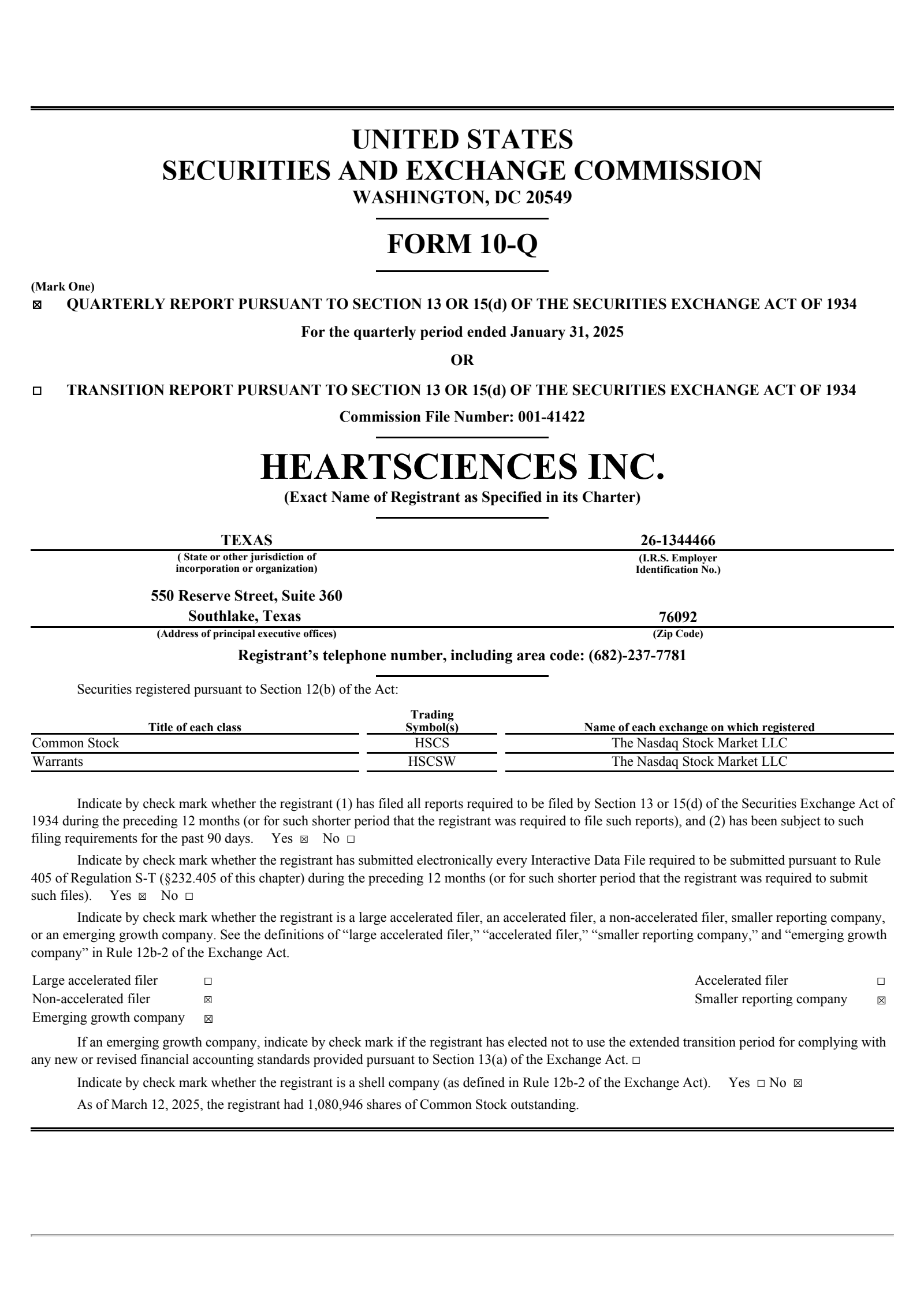 HeartSciences' Q3 2025 Quarterly report