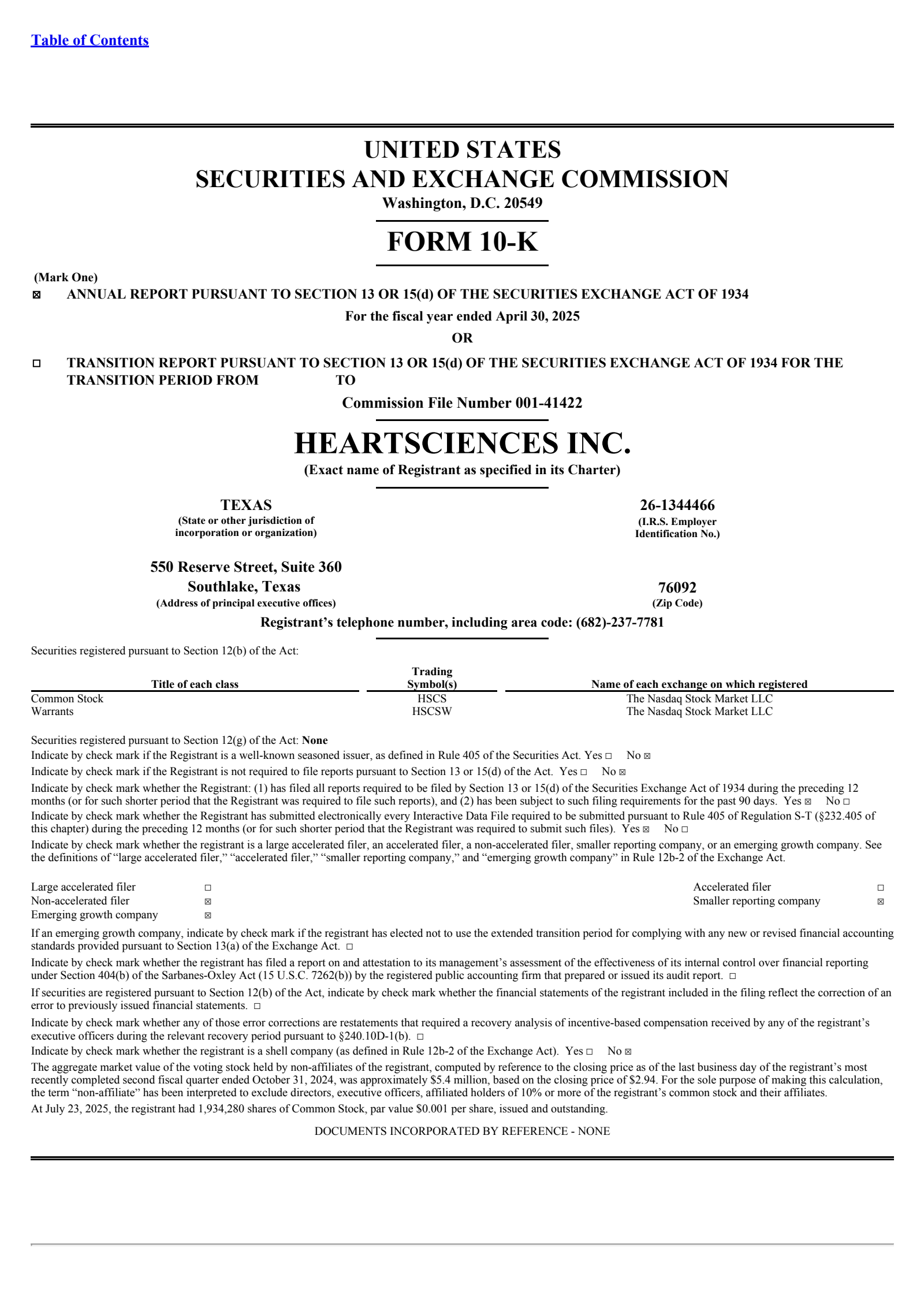 HeartSciences' Q4 2025 Annual report