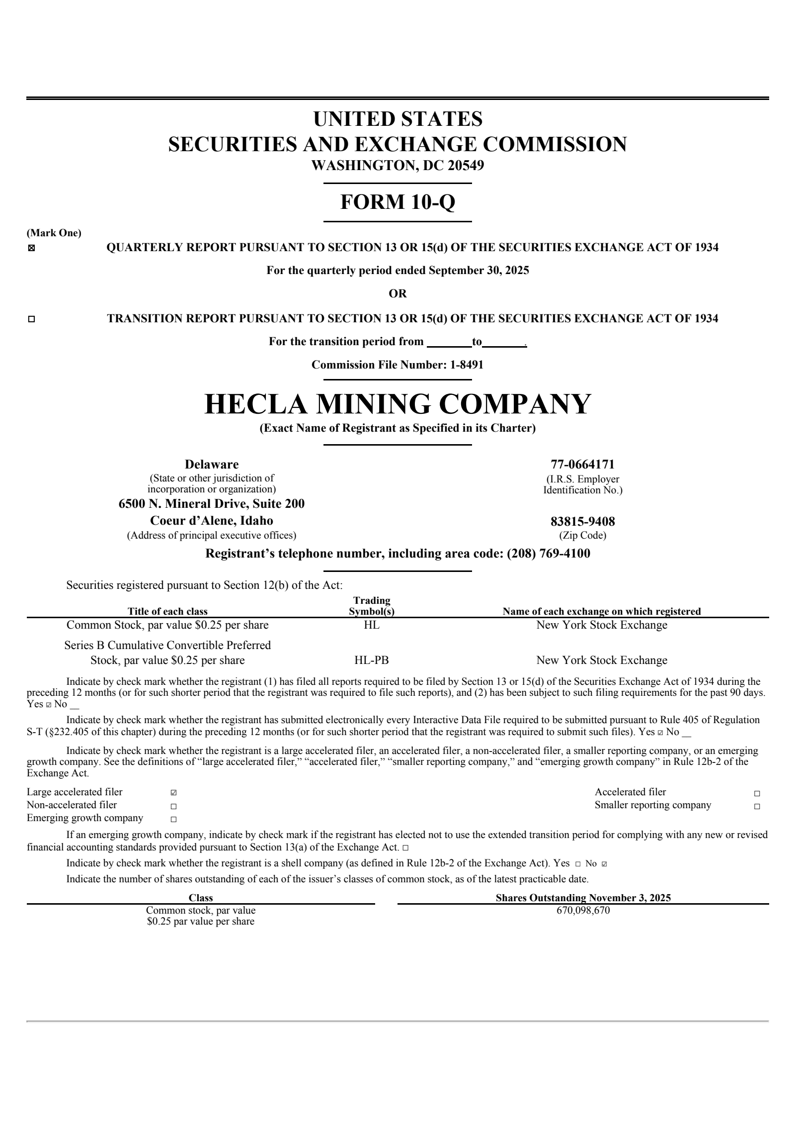 Hecla Mining's Q3 2025 Quarterly Report