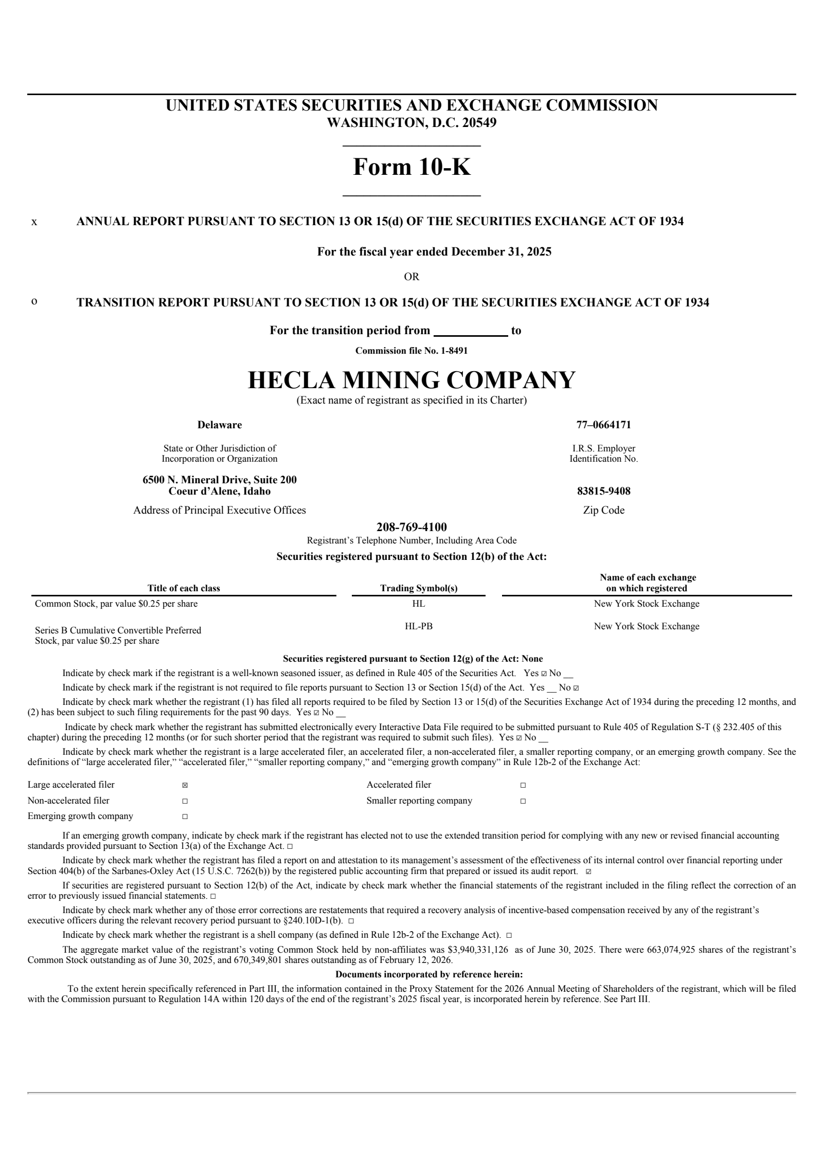 Hecla Mining's Q4 2025 Annual report