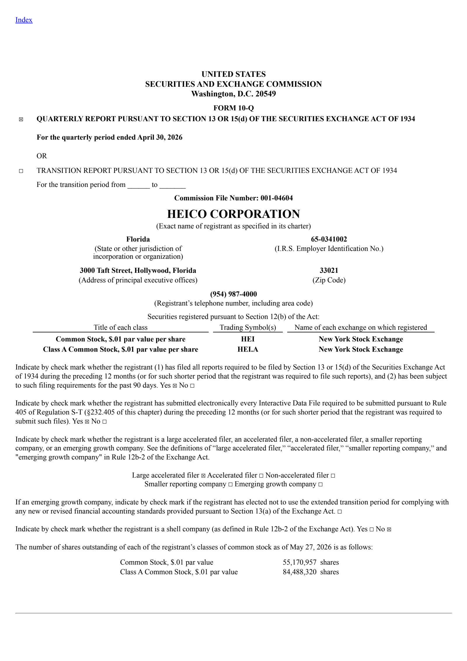 Heico's Q2 2026 Quarterly report