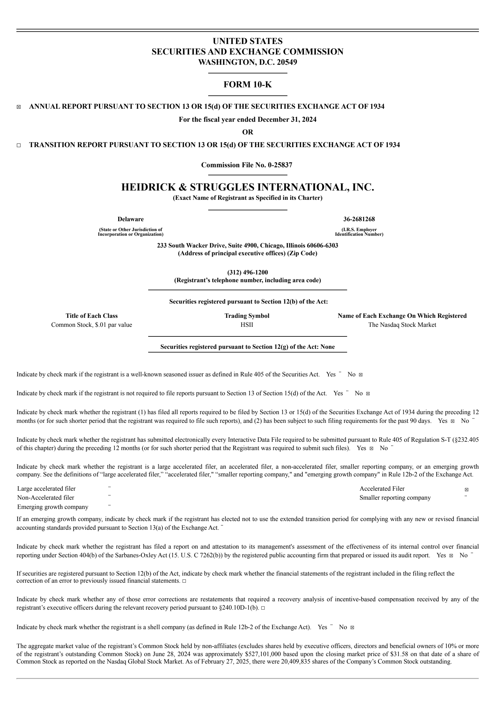 Heidrick & Struggles International's Q4 2024 Annual report
