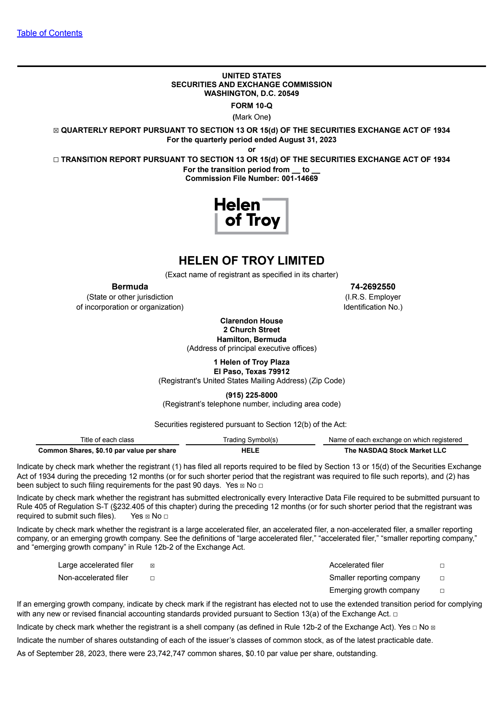 Helen of Troy's Q2 2024 Quarterly report