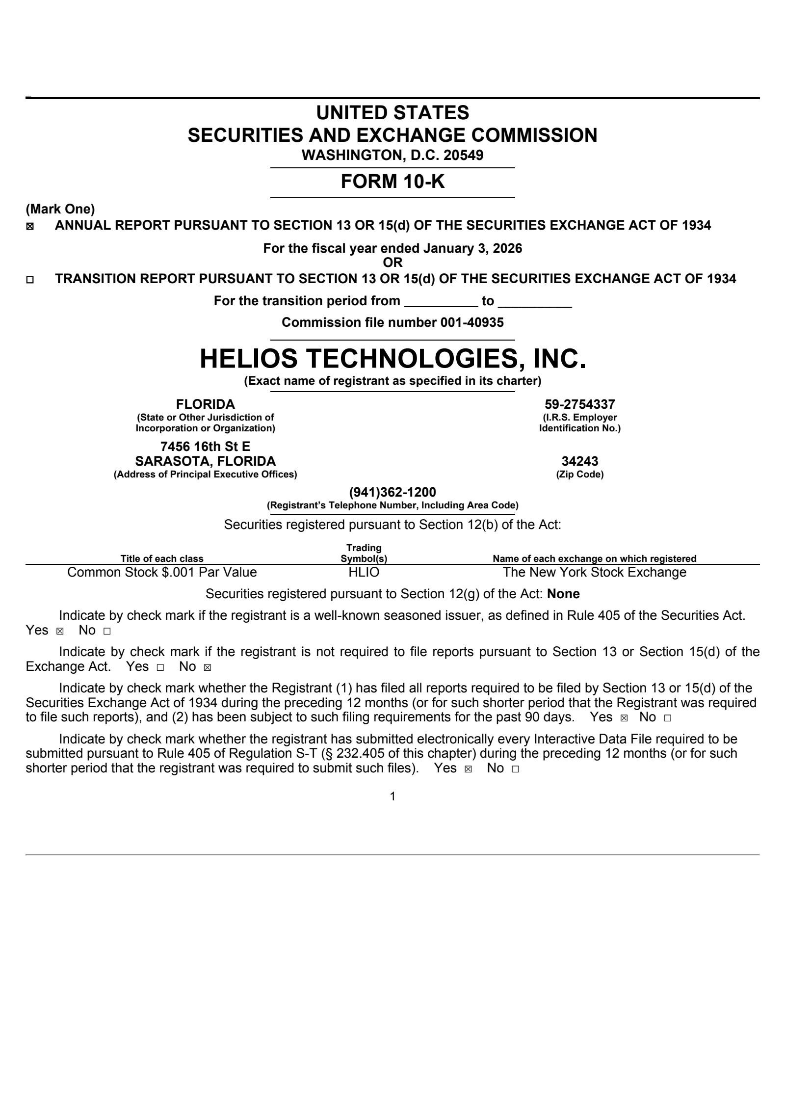 Helios Technologies' Q4 2025 Annual report