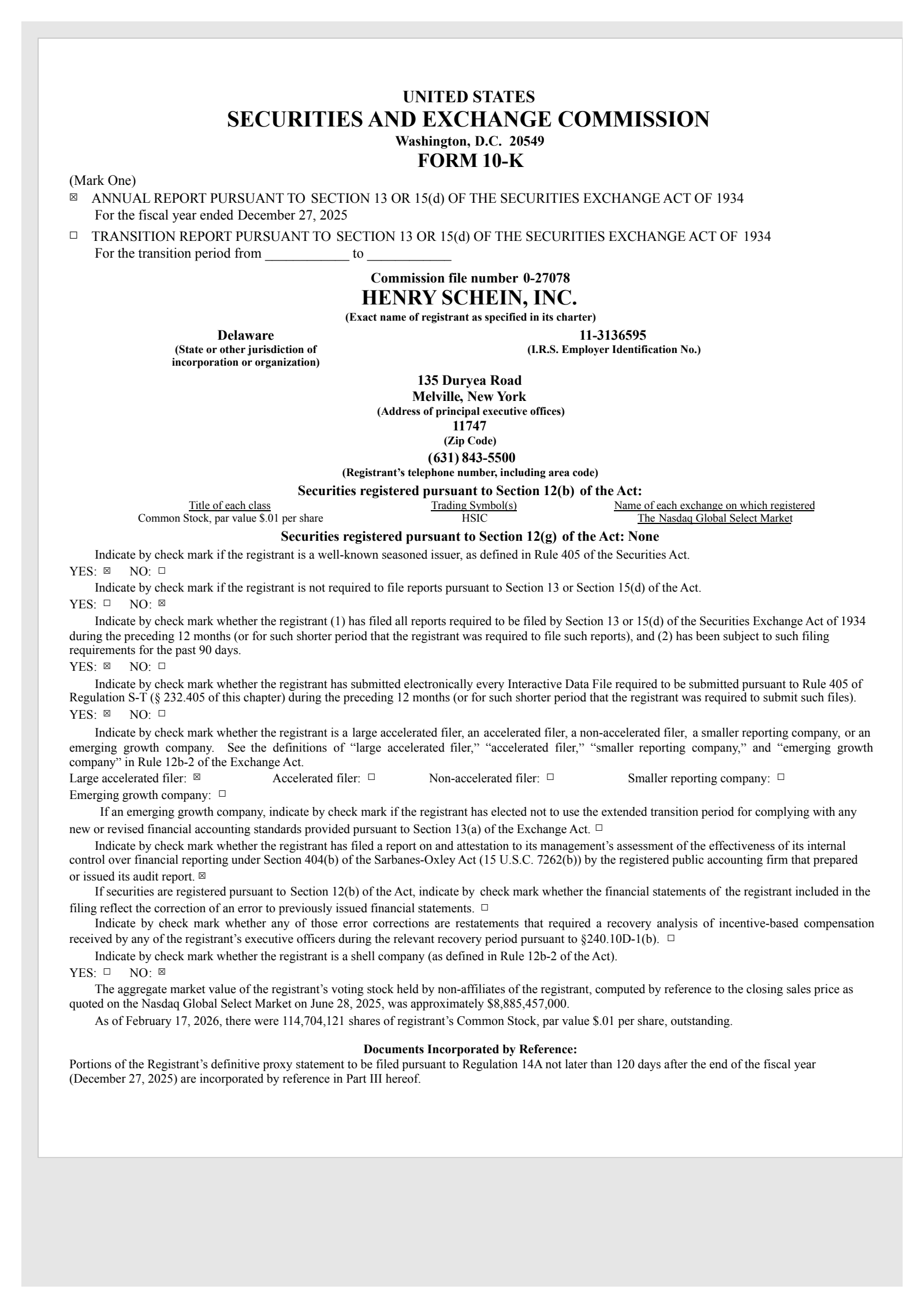 Henry Schein's Q4 2025 Annual report