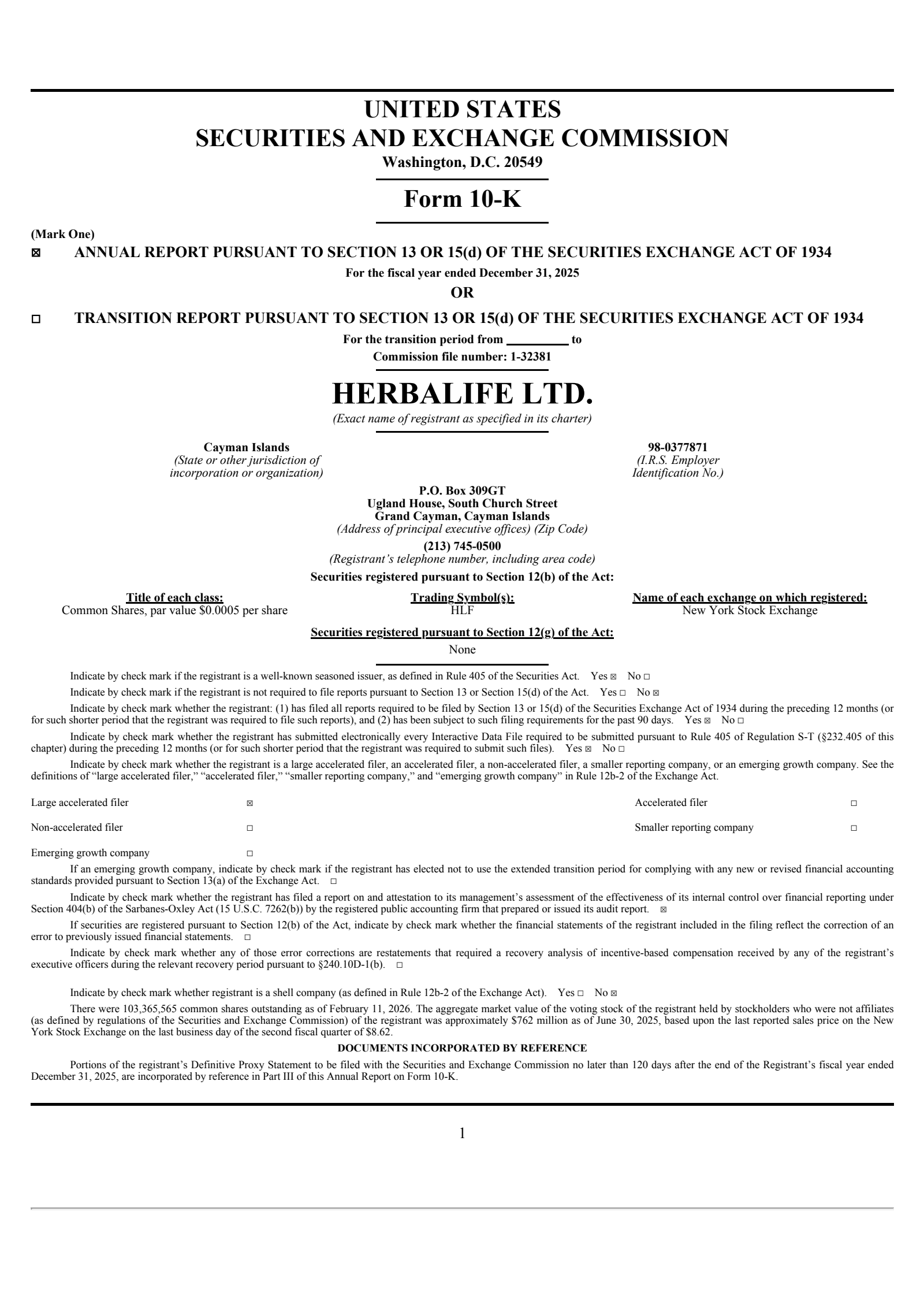 Herbalife's Q4 2025 Annual report