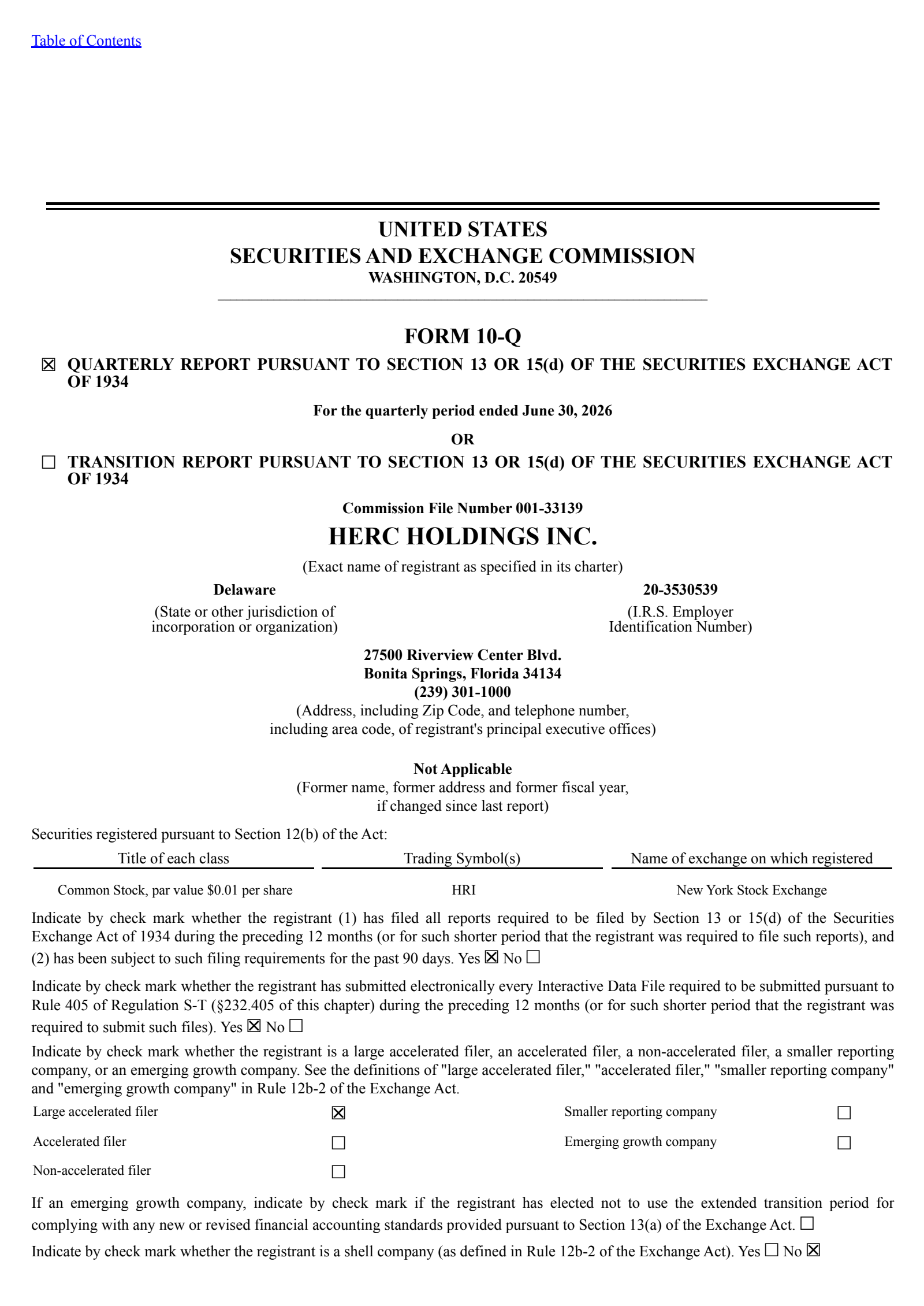 Herc's Q2 2026 Quarterly report