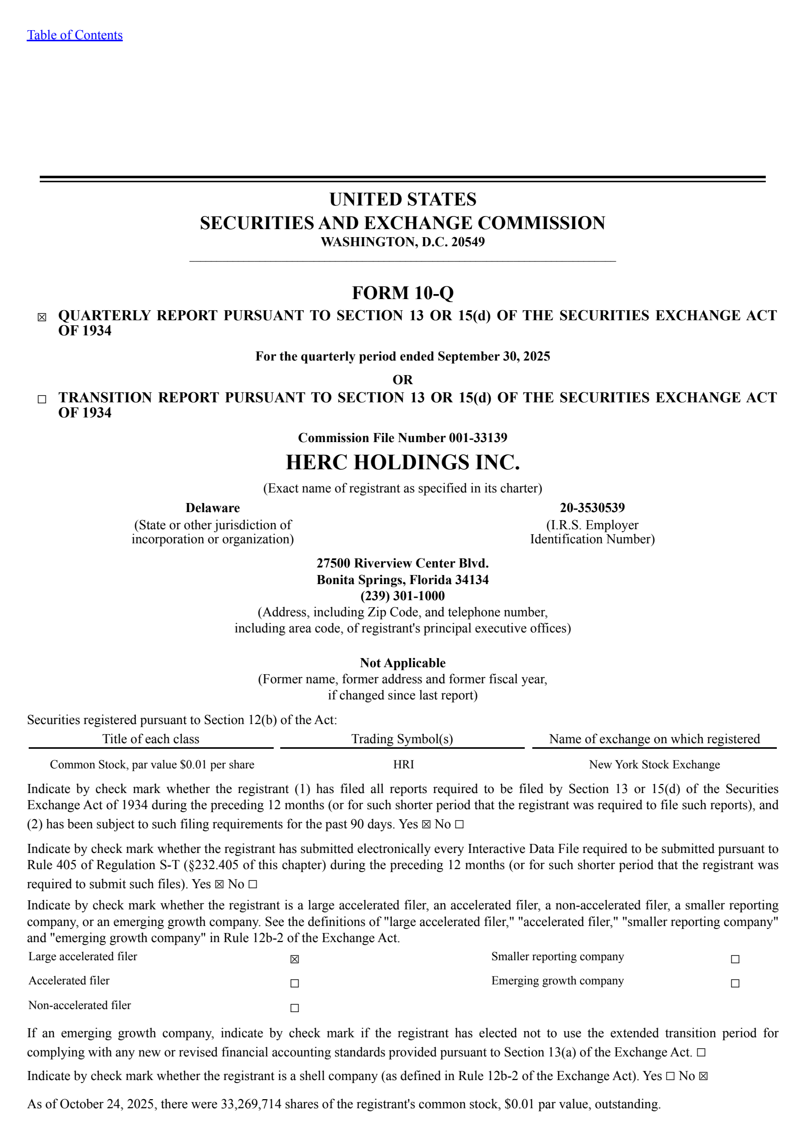 Herc's Q3 2025 Quarterly Report
