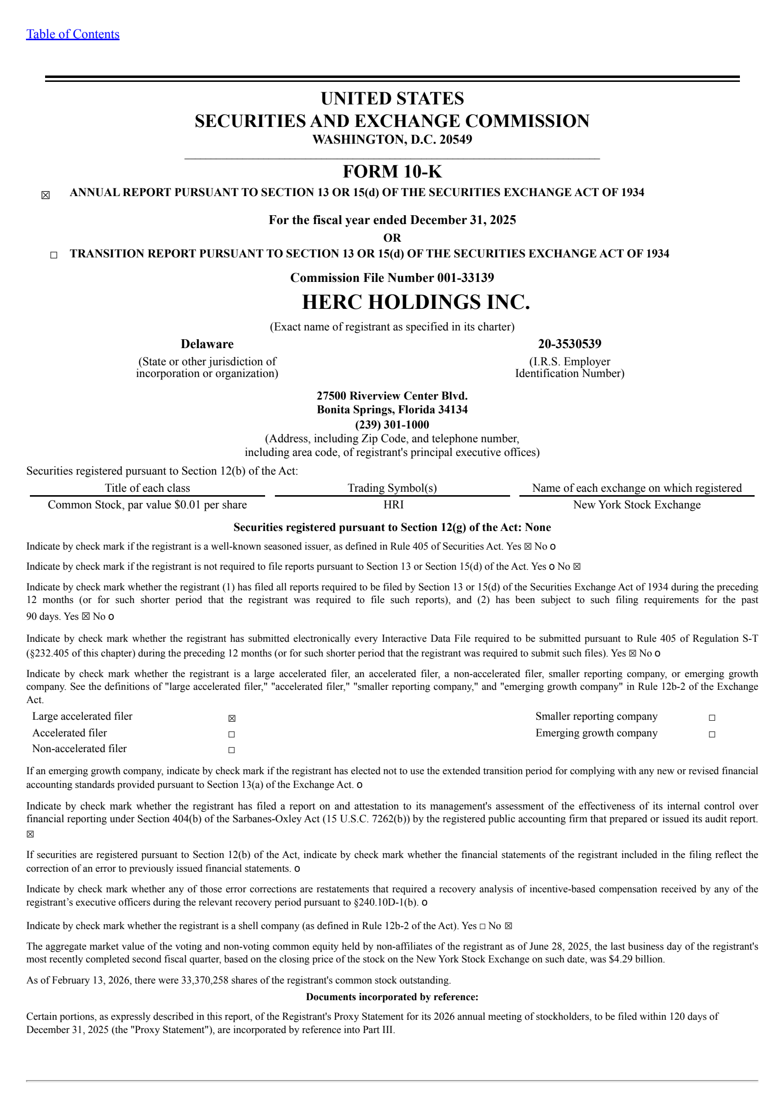 Herc's Q4 2025 Annual report