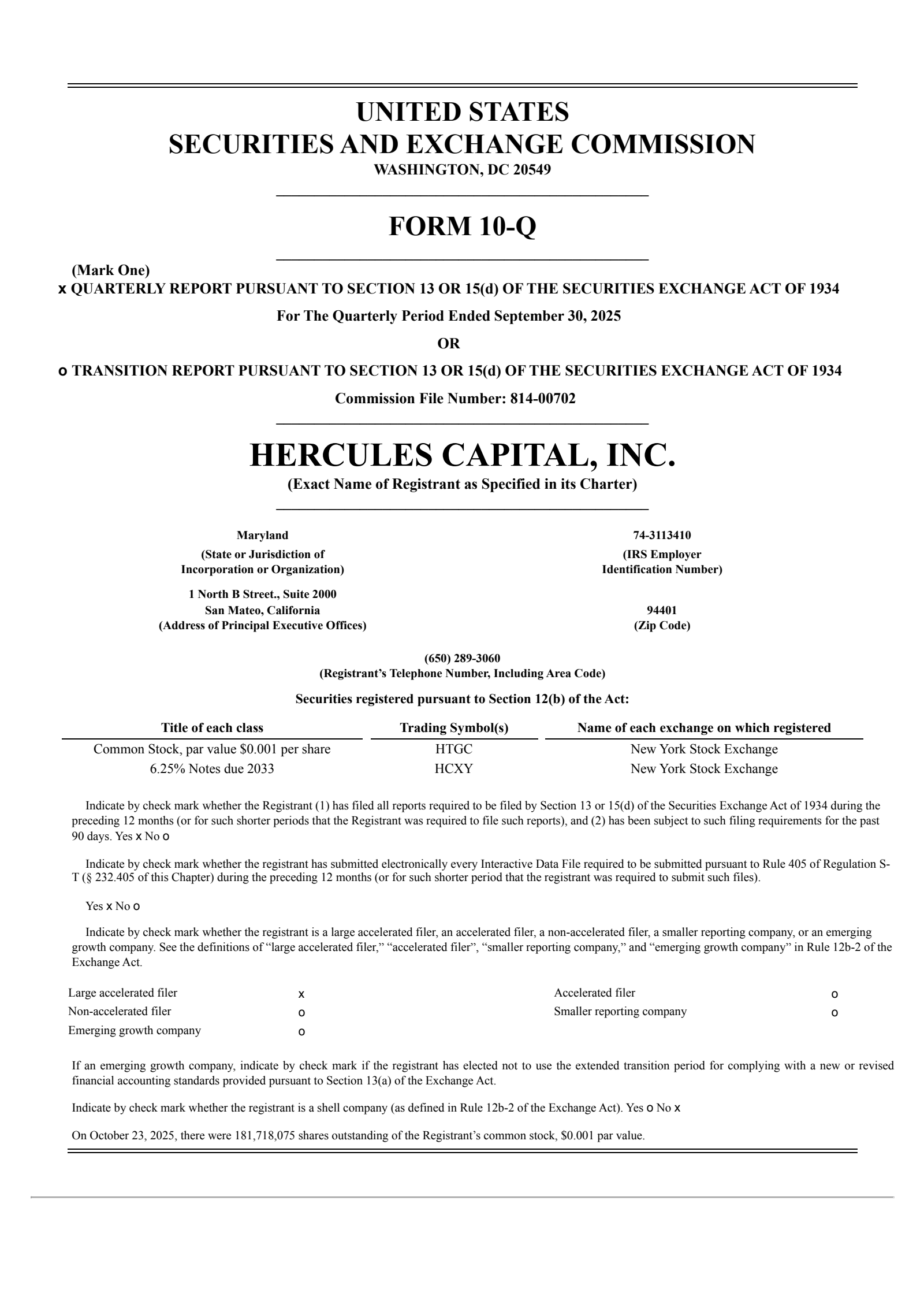 Hercules Capital's Q3 2025 Quarterly Report