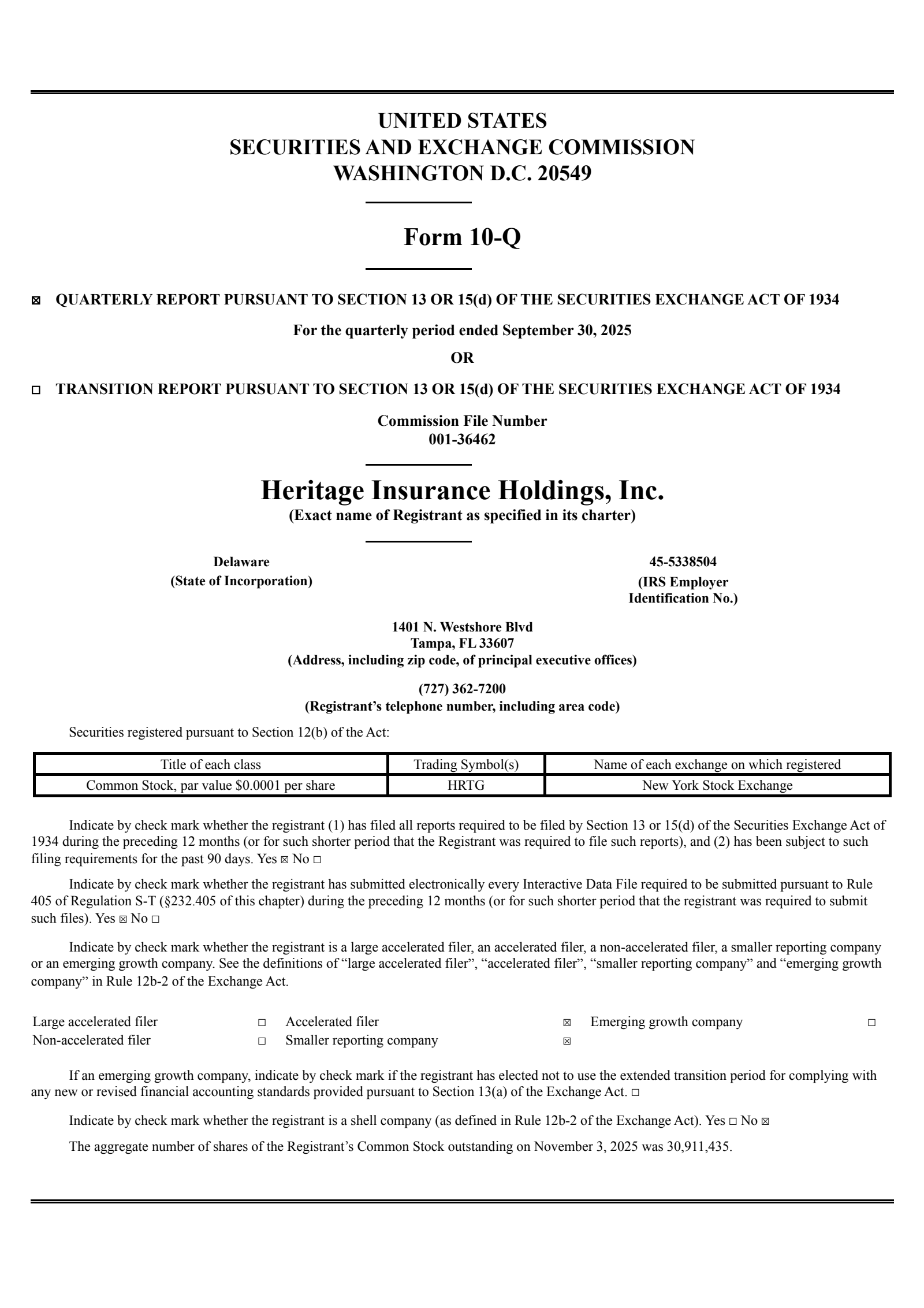 Heritage Insurance's Q3 2025 Quarterly Report