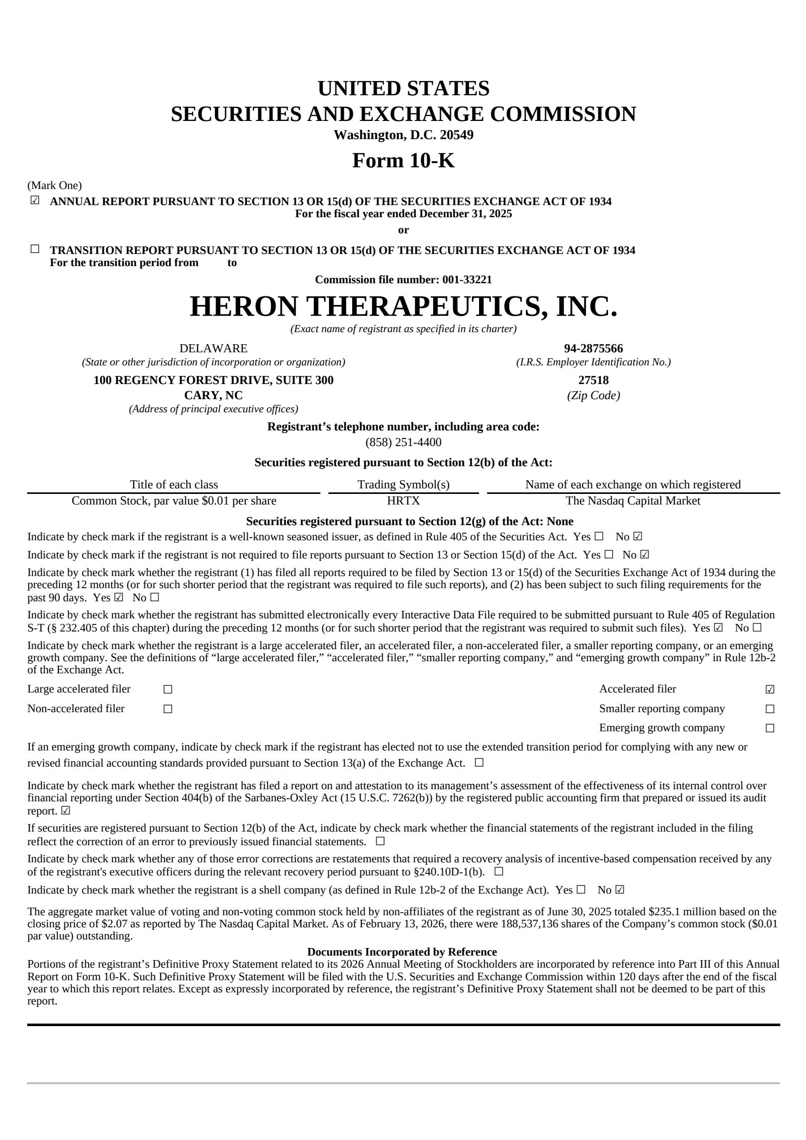 Heron Therapeutics' Q4 2025 Annual report