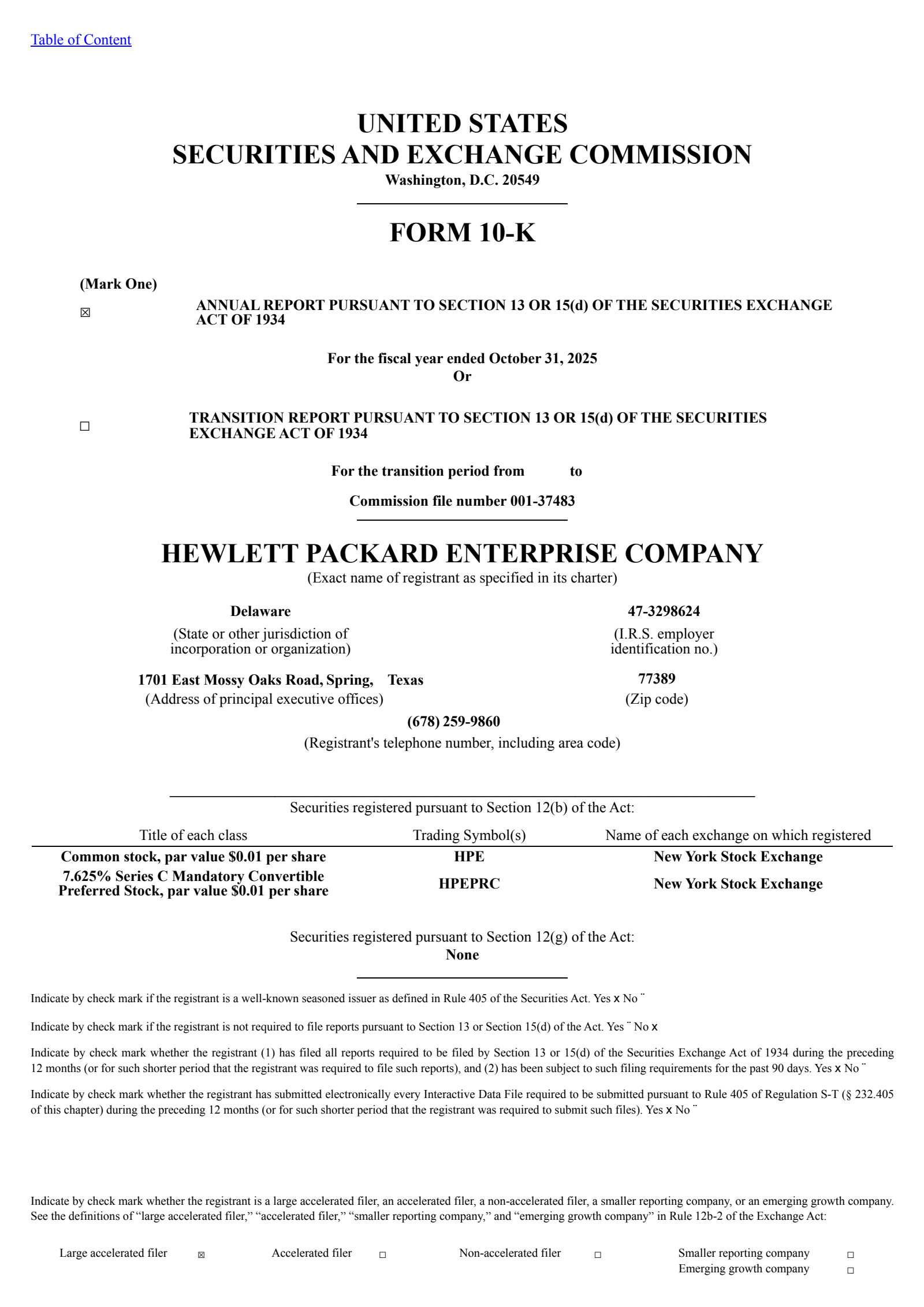 Hewlett Packard Enterprise's Q4 2025 Annual Report