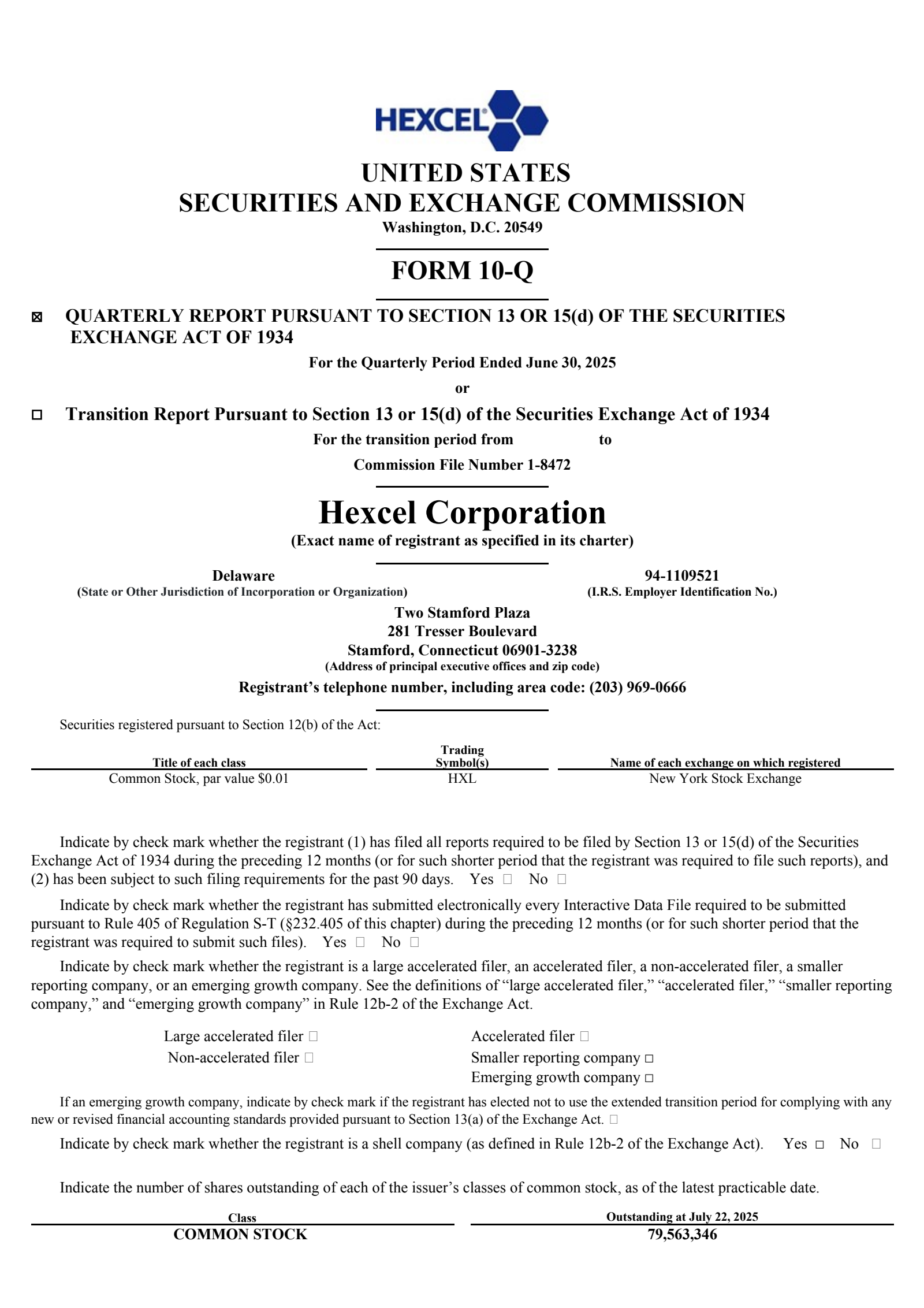 Hexcel's Q2 2025 Quarterly report