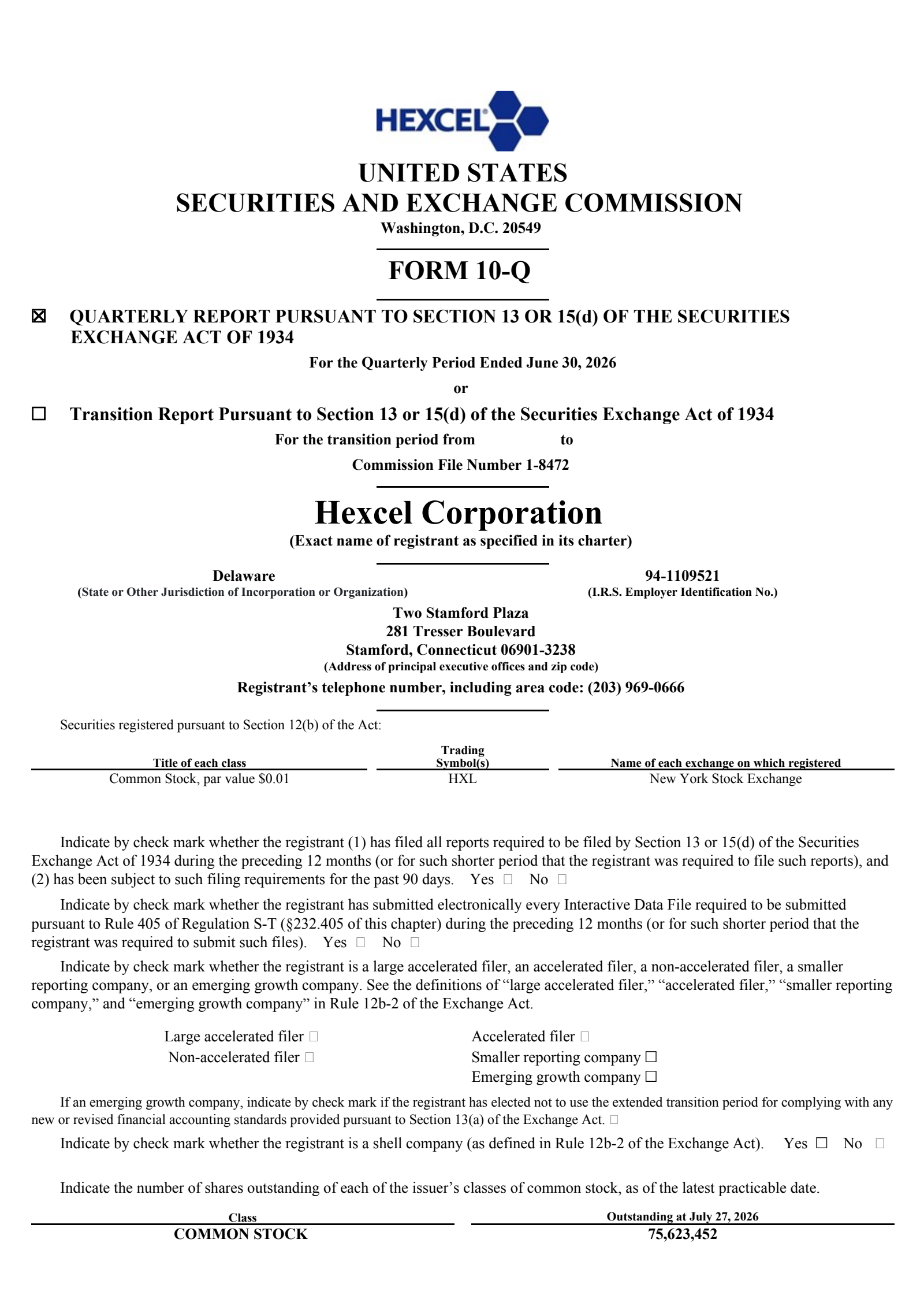 Hexcel's Q2 2026 Quarterly report