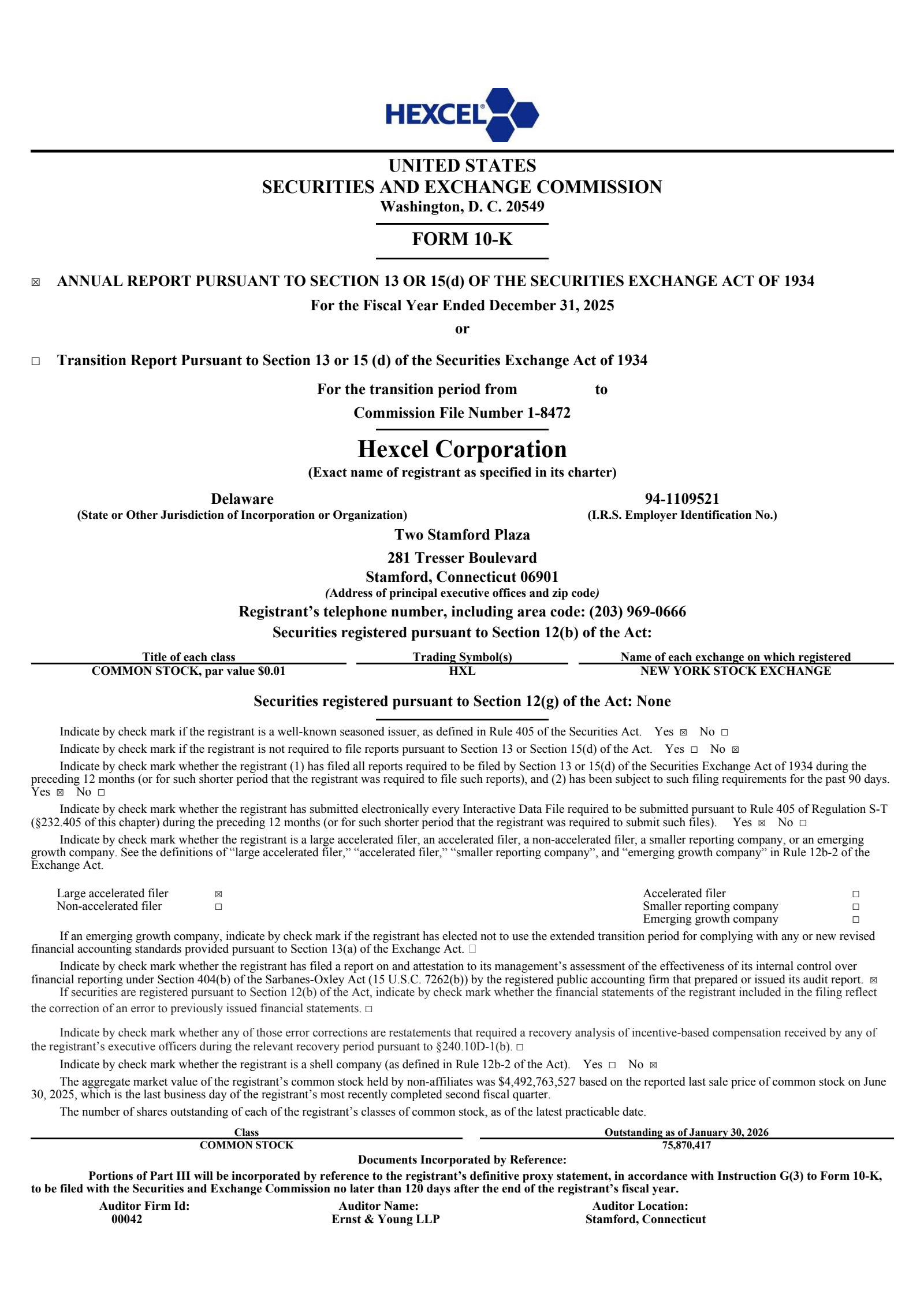 Hexcel's Q4 2025 Annual report