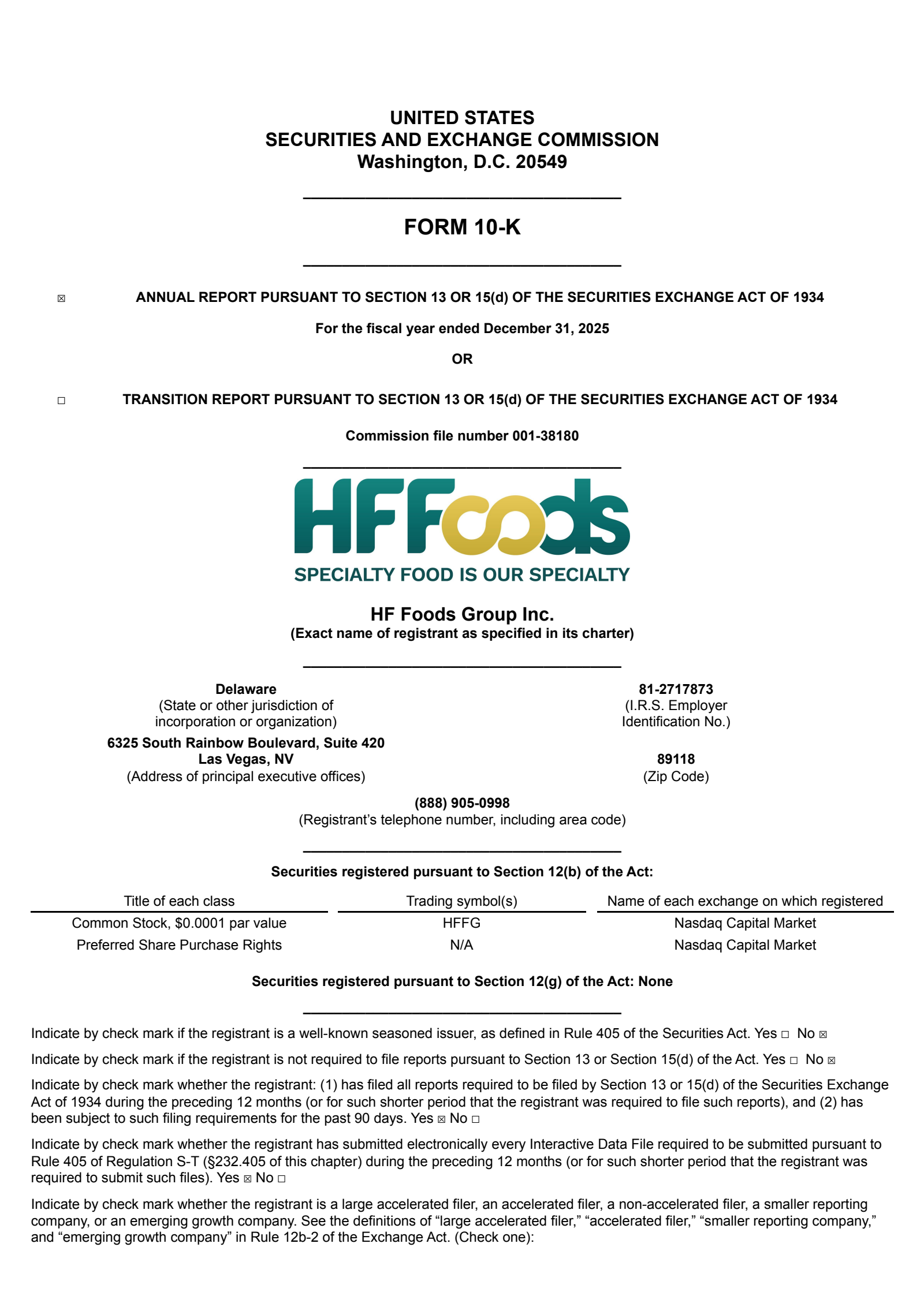 Hf Foods Group's Q4 2025 Annual report