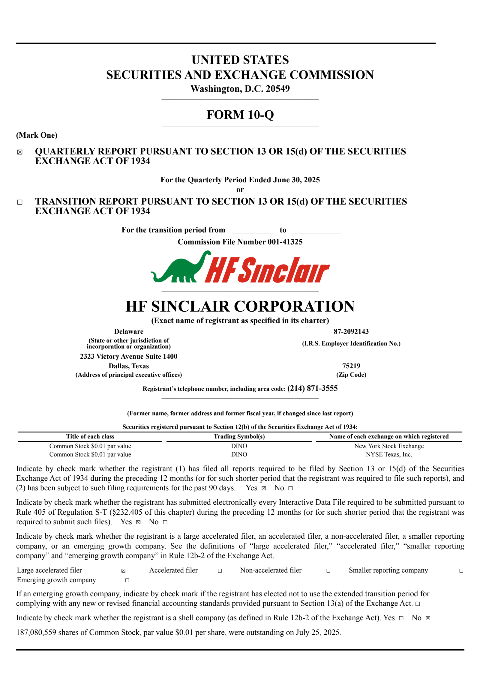 HF Sinclair's Q2 2025 Quarterly report