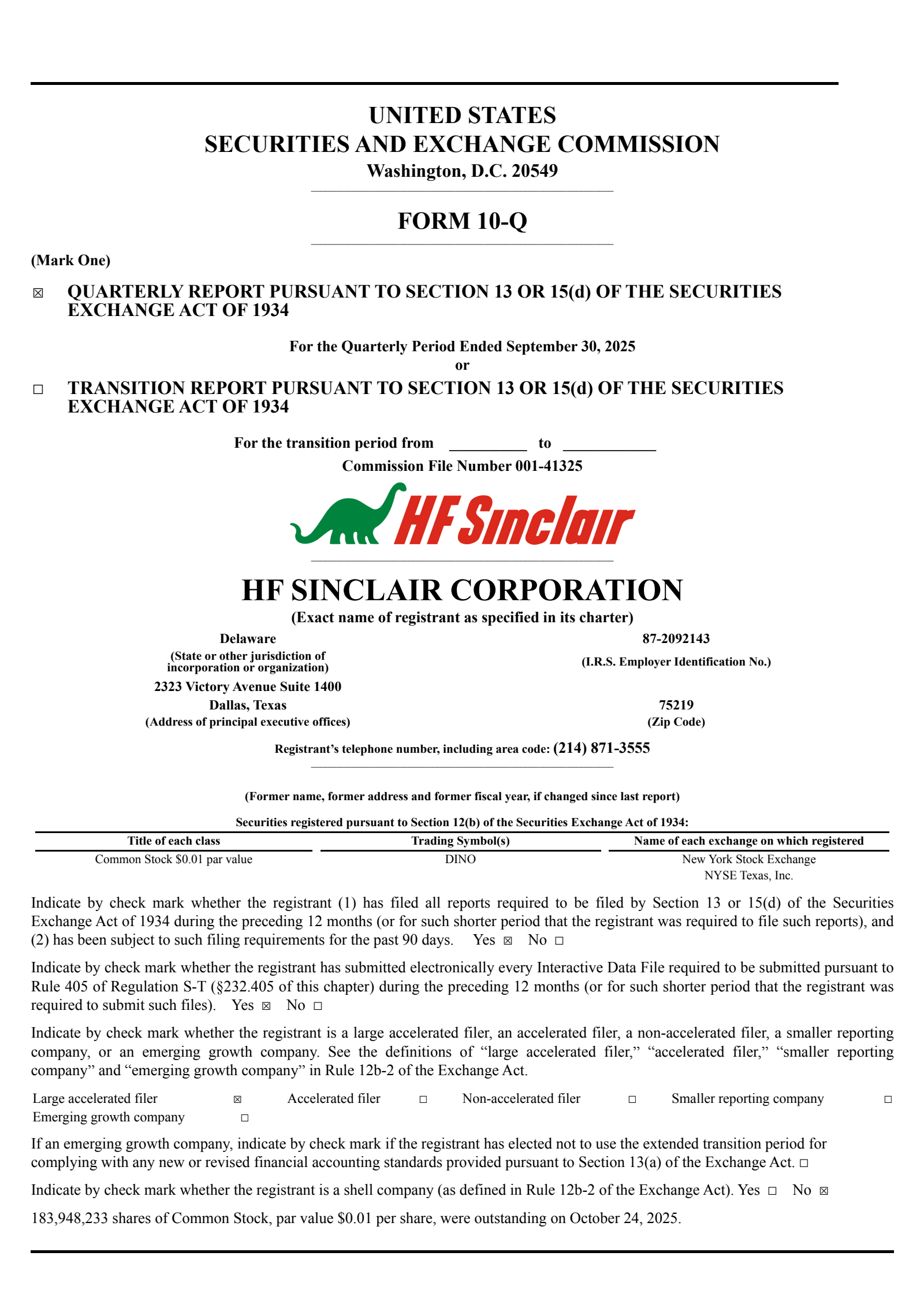 HF Sinclair's Q3 2025 Quarterly Report