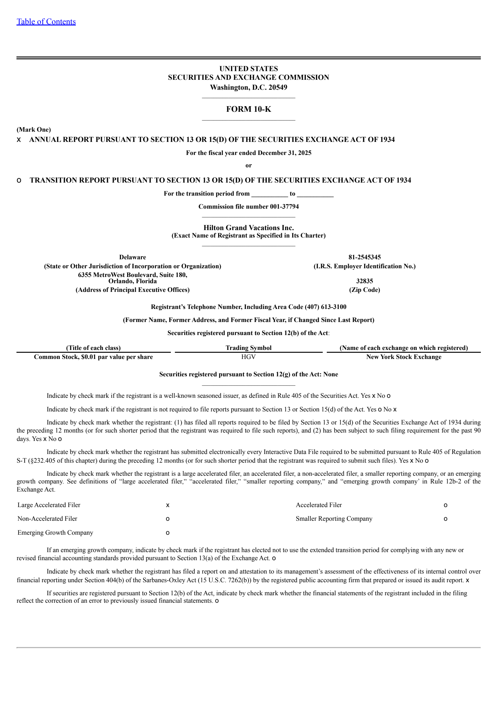 Hilton Grand Vacations' Q4 2025 Annual report